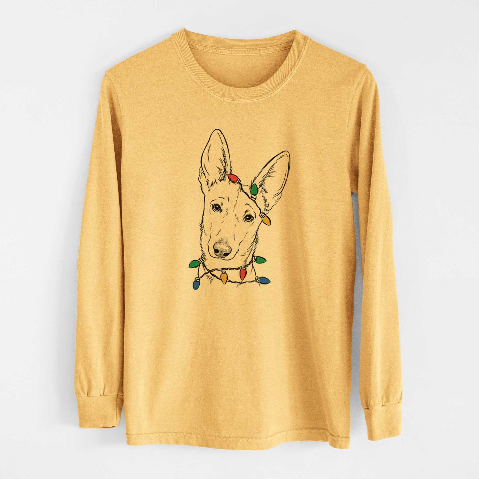 Christmas Lights Nala the Carolina Dog - Heavyweight 100% Cotton Long Sleeve