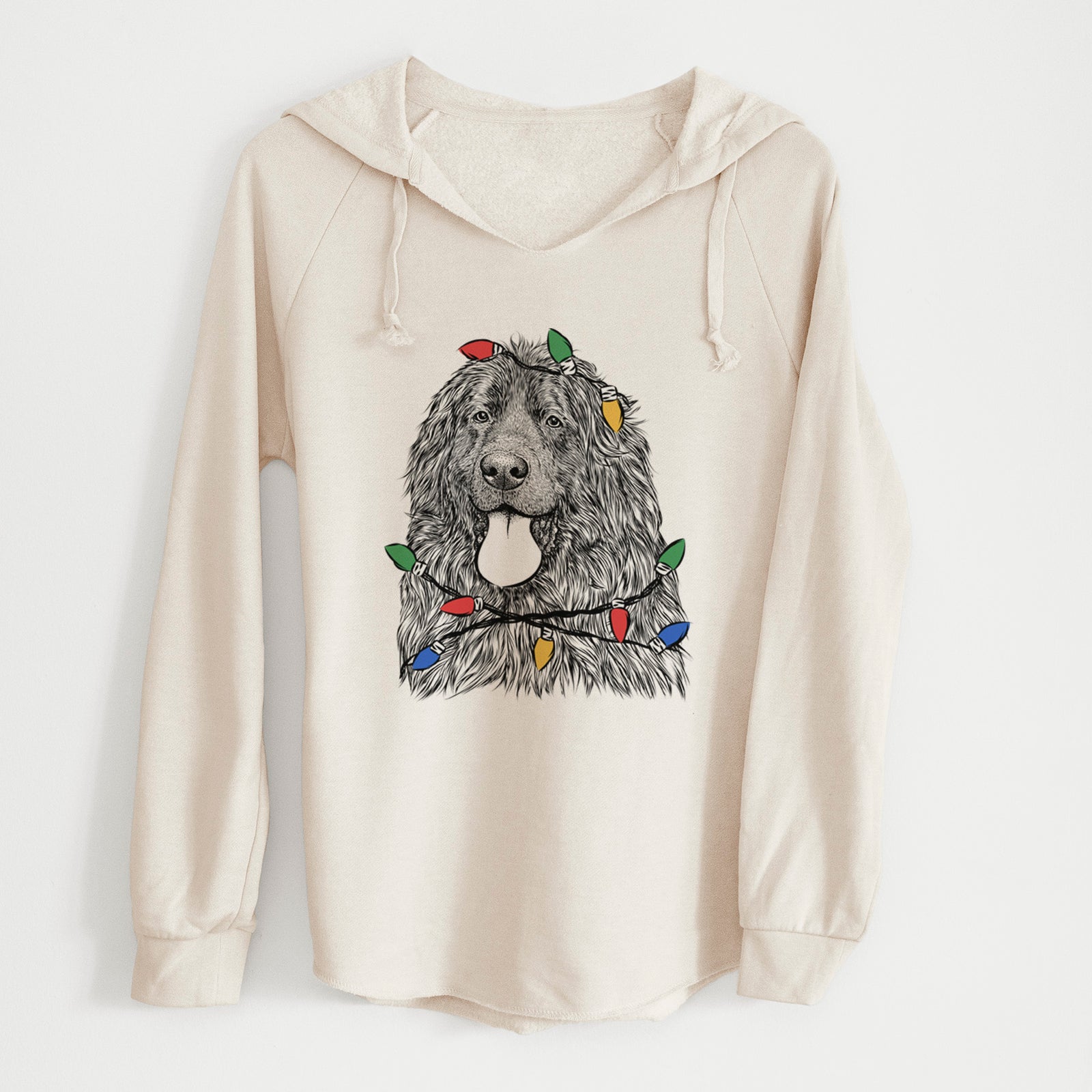 Christmas Lights Neptune the Newfoundland - Cali Wave Hooded Sweatshirt
