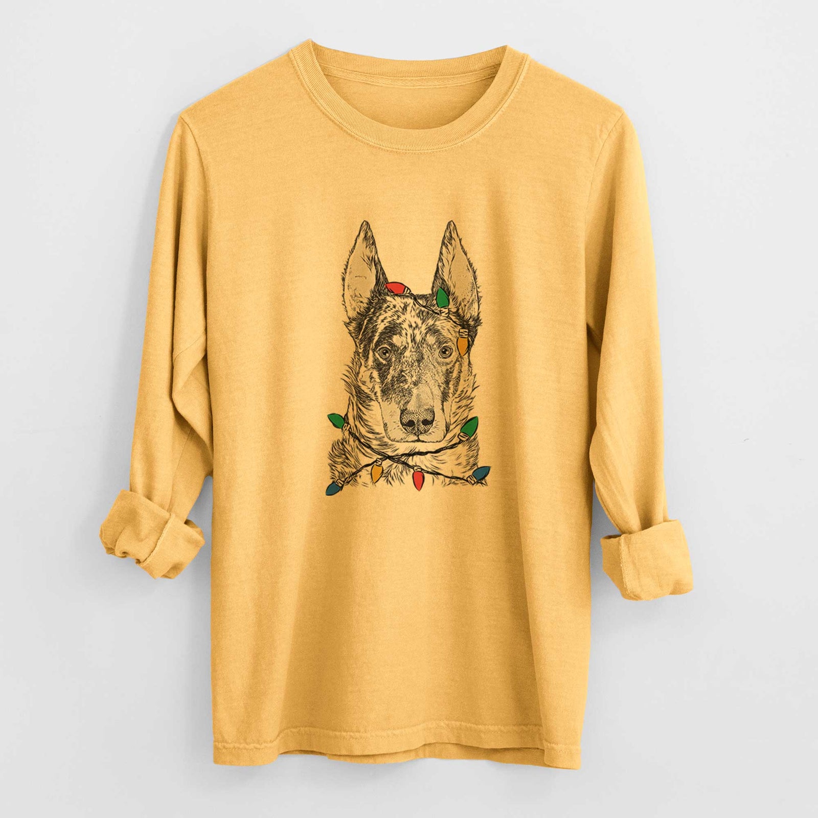 Christmas Lights Nori the Beauceron - Heavyweight 100% Cotton Long Sleeve