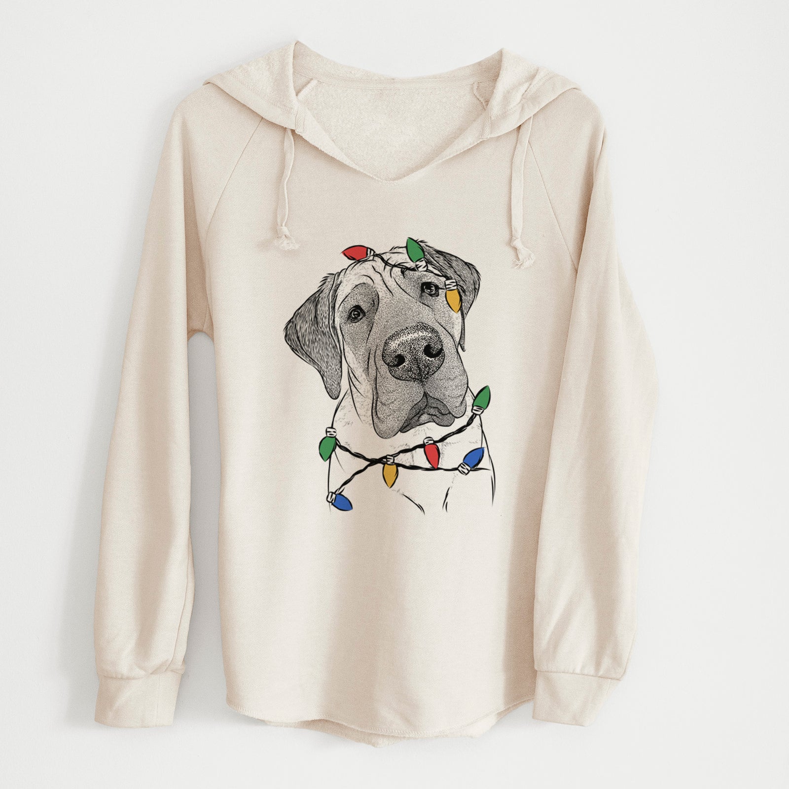 Christmas Lights Nutterbutter the English Mastiff - Cali Wave Hooded Sweatshirt