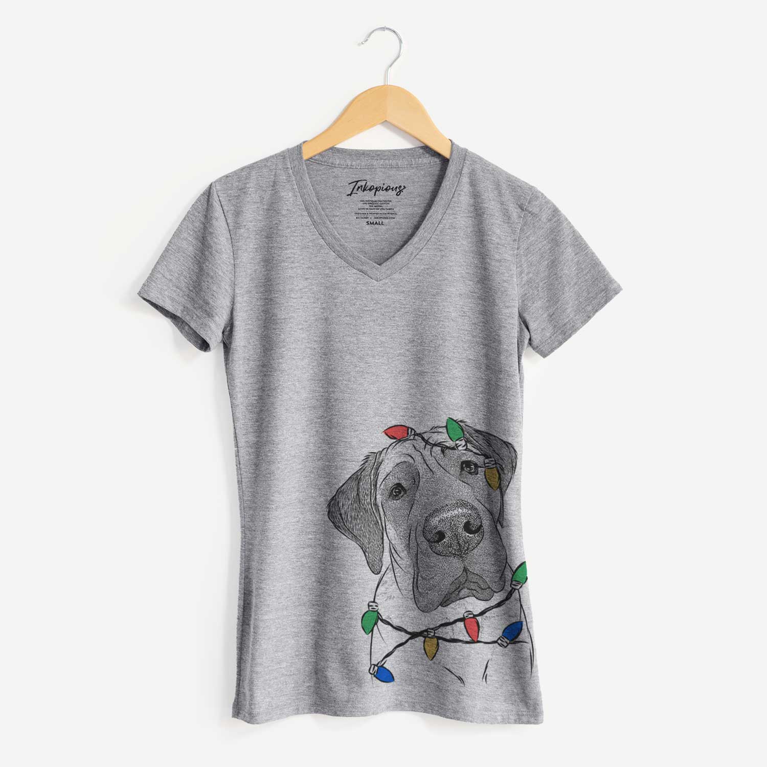 Christmas Lights Nutterbutter the English Mastiff - Women's V-neck Shirt