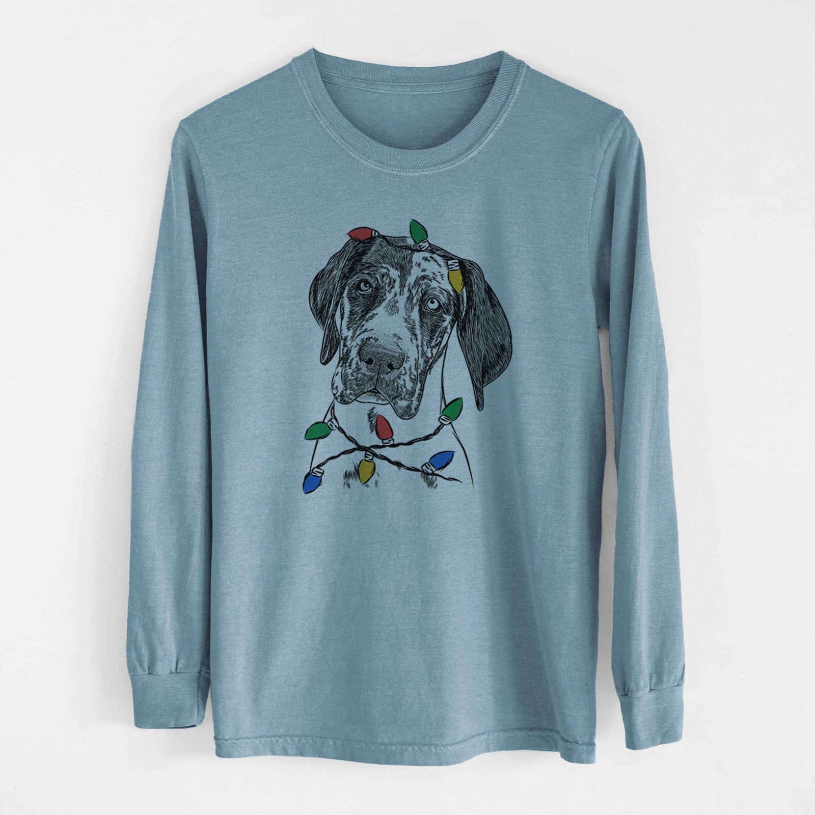 Christmas Lights Nyx the Great Dane - Heavyweight 100% Cotton Long Sleeve