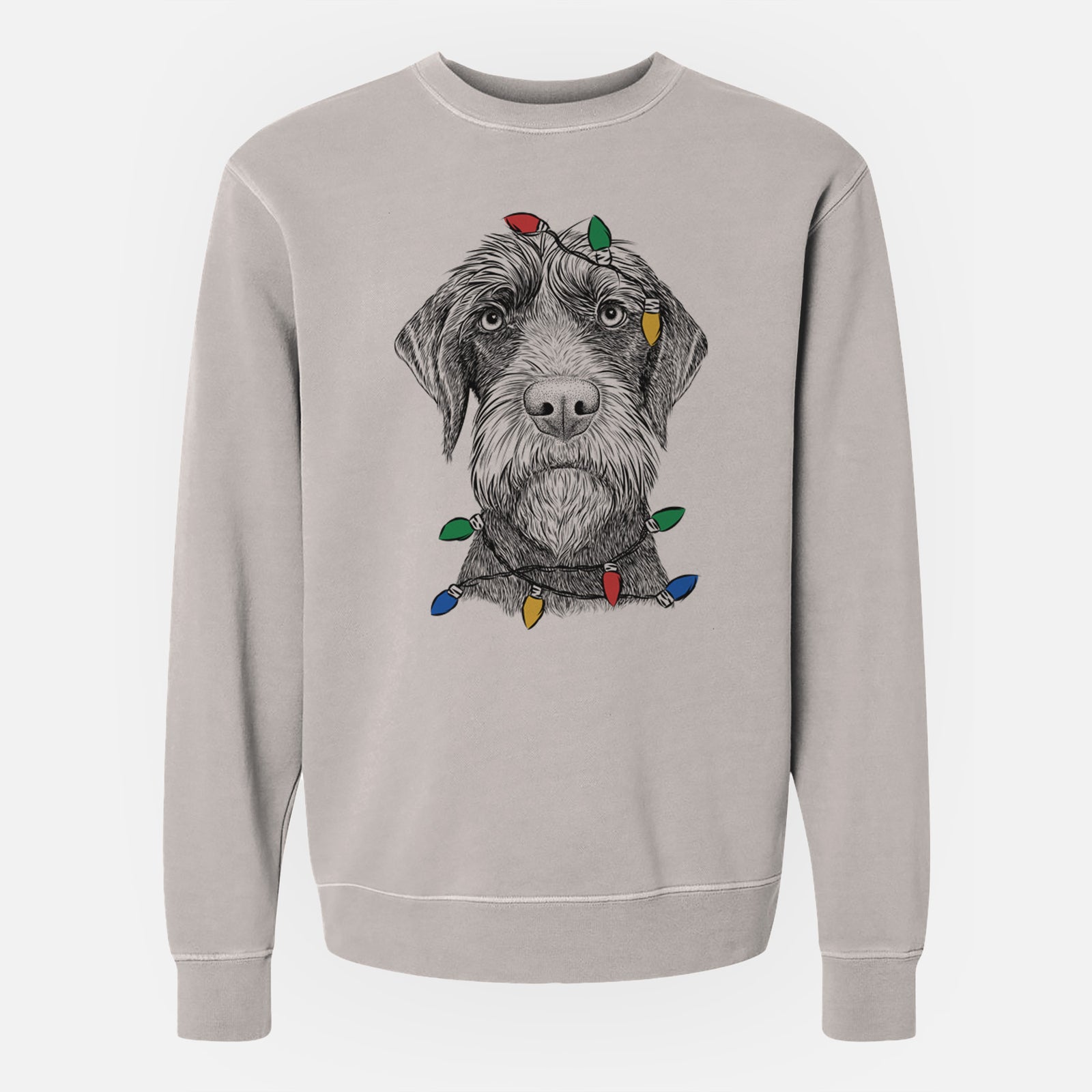 Christmas Lights Oakley the Pudelpointer - Unisex Pigment Dyed Crew Sweatshirt