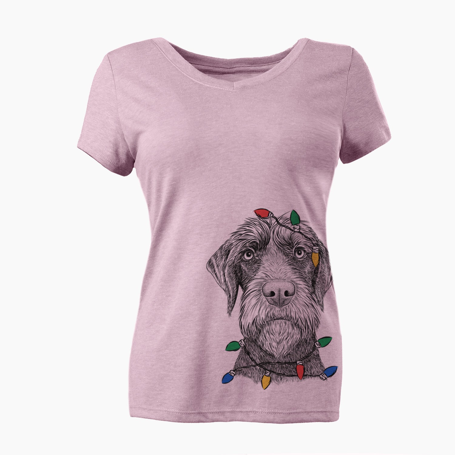 Christmas Lights Oakley the Pudelpointer - Women's Perfect V-neck Shirt