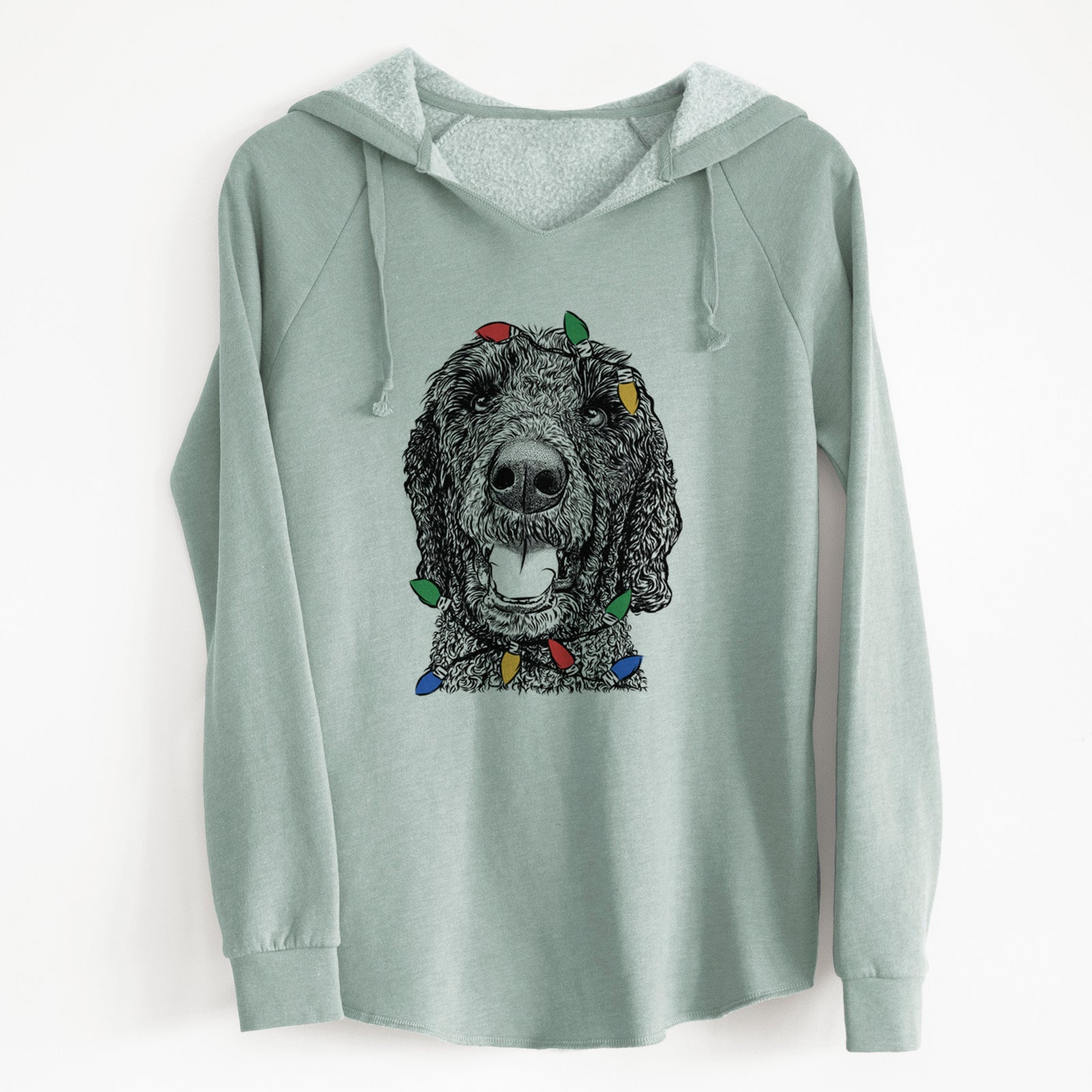 Christmas Lights Obi James the Goldendoodle - Cali Wave Hooded Sweatshirt