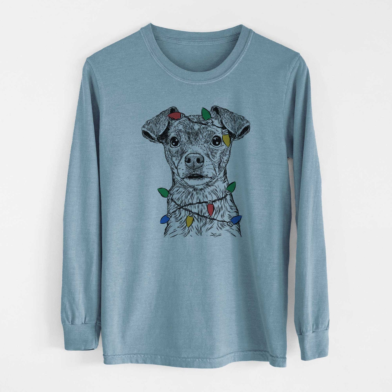 Christmas Lights Olive the Mixed Breed - Heavyweight 100% Cotton Long Sleeve