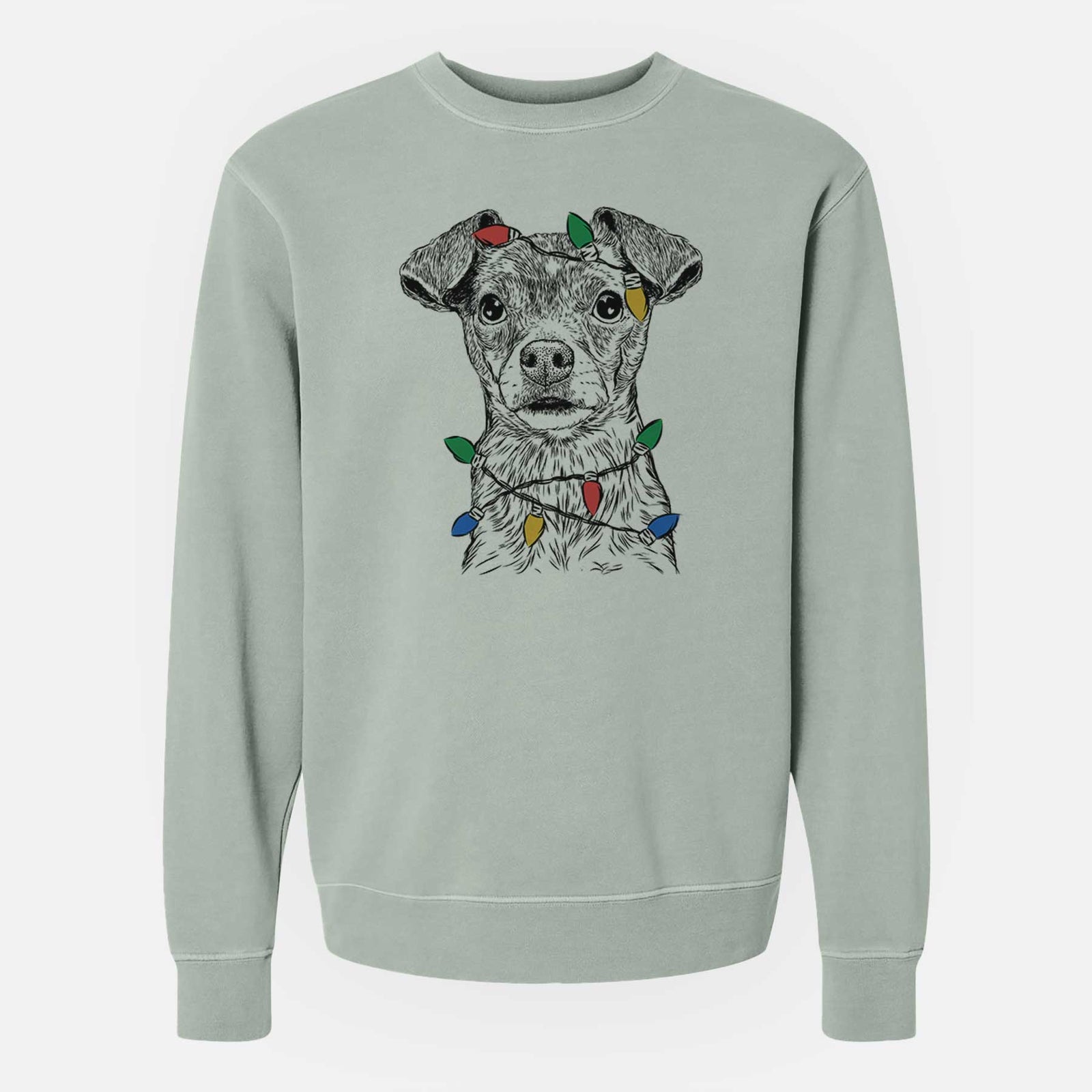 Christmas Lights Olive the Mixed Breed - Unisex Pigment Dyed Crew Sweatshirt