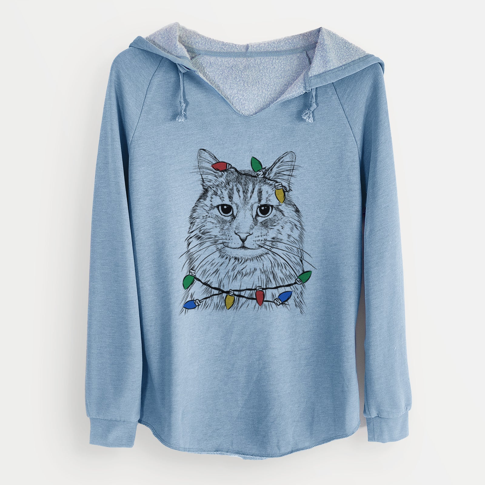 Christmas Lights Oliver Fluff the Maine Coon Mix Cat - Cali Wave Hooded Sweatshirt
