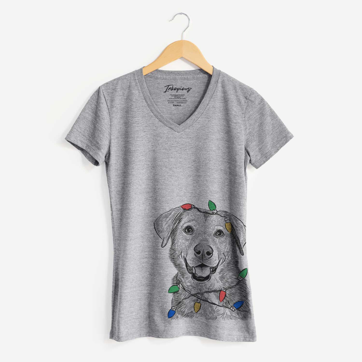 Christmas Lights Oliver the Mixed Breed - Women's V-neck Shirt
