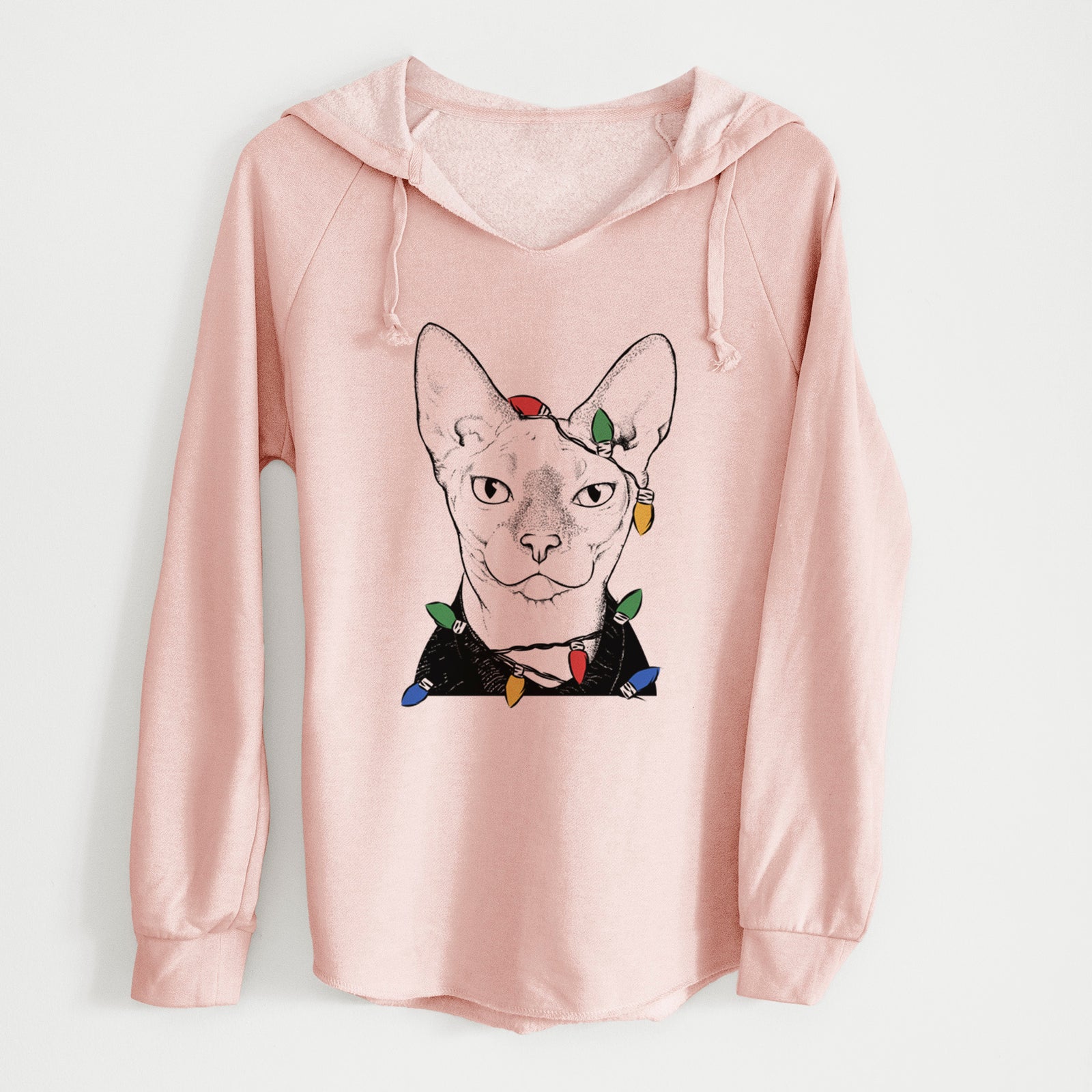 Christmas Lights Oliver Watson the Sphynx Cat - Cali Wave Hooded Sweatshirt
