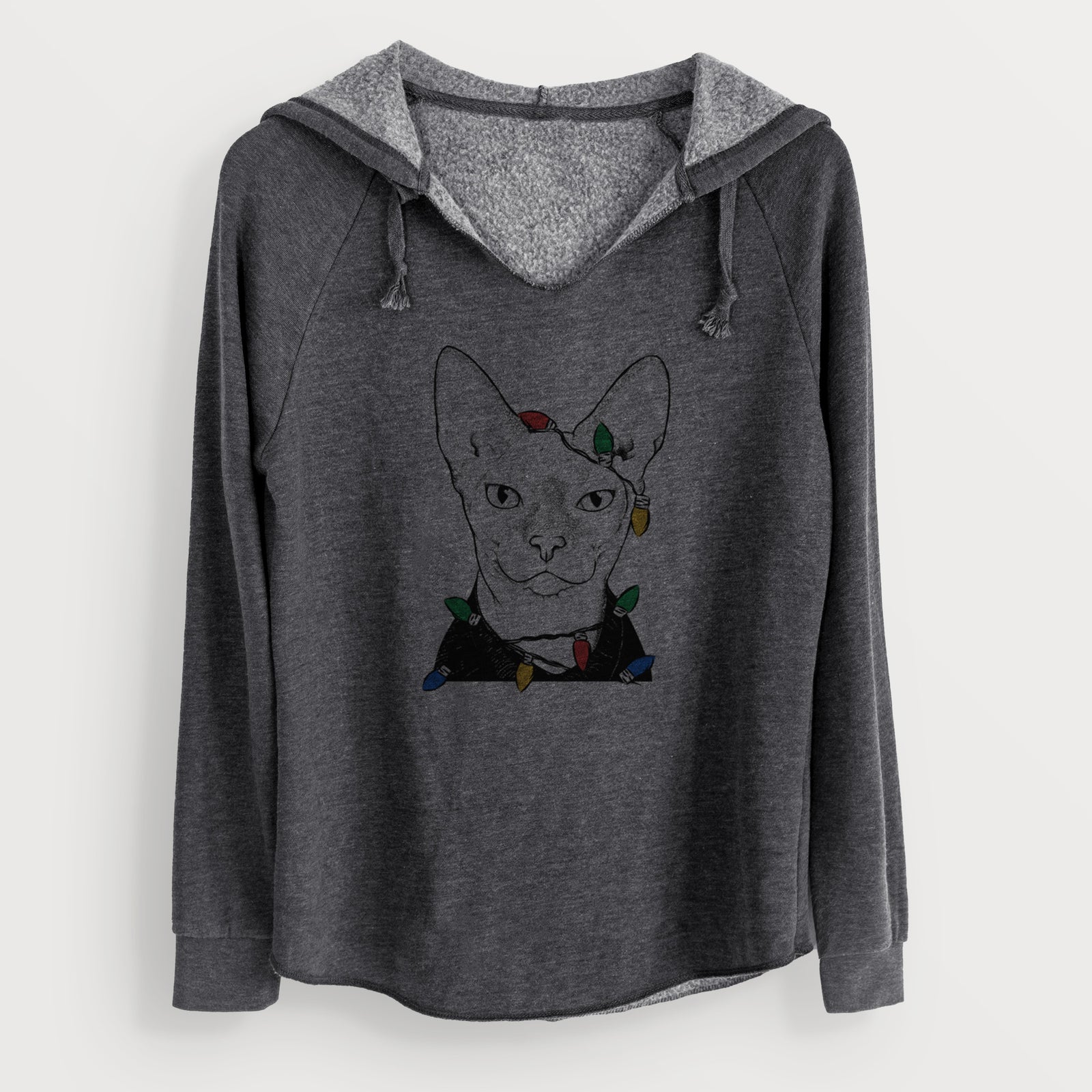 Christmas Lights Oliver Watson the Sphynx Cat - Cali Wave Hooded Sweatshirt