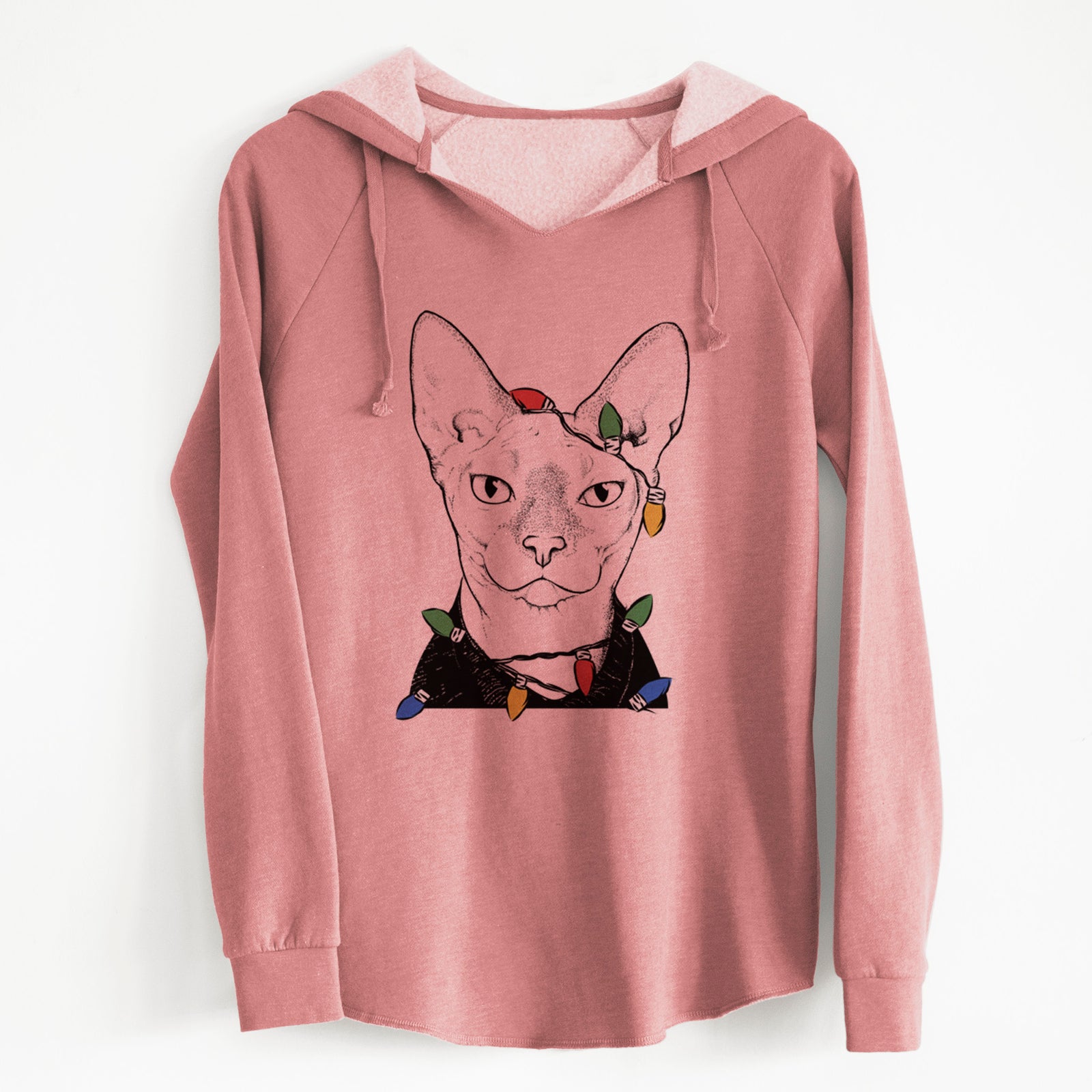 Christmas Lights Oliver Watson the Sphynx Cat - Cali Wave Hooded Sweatshirt