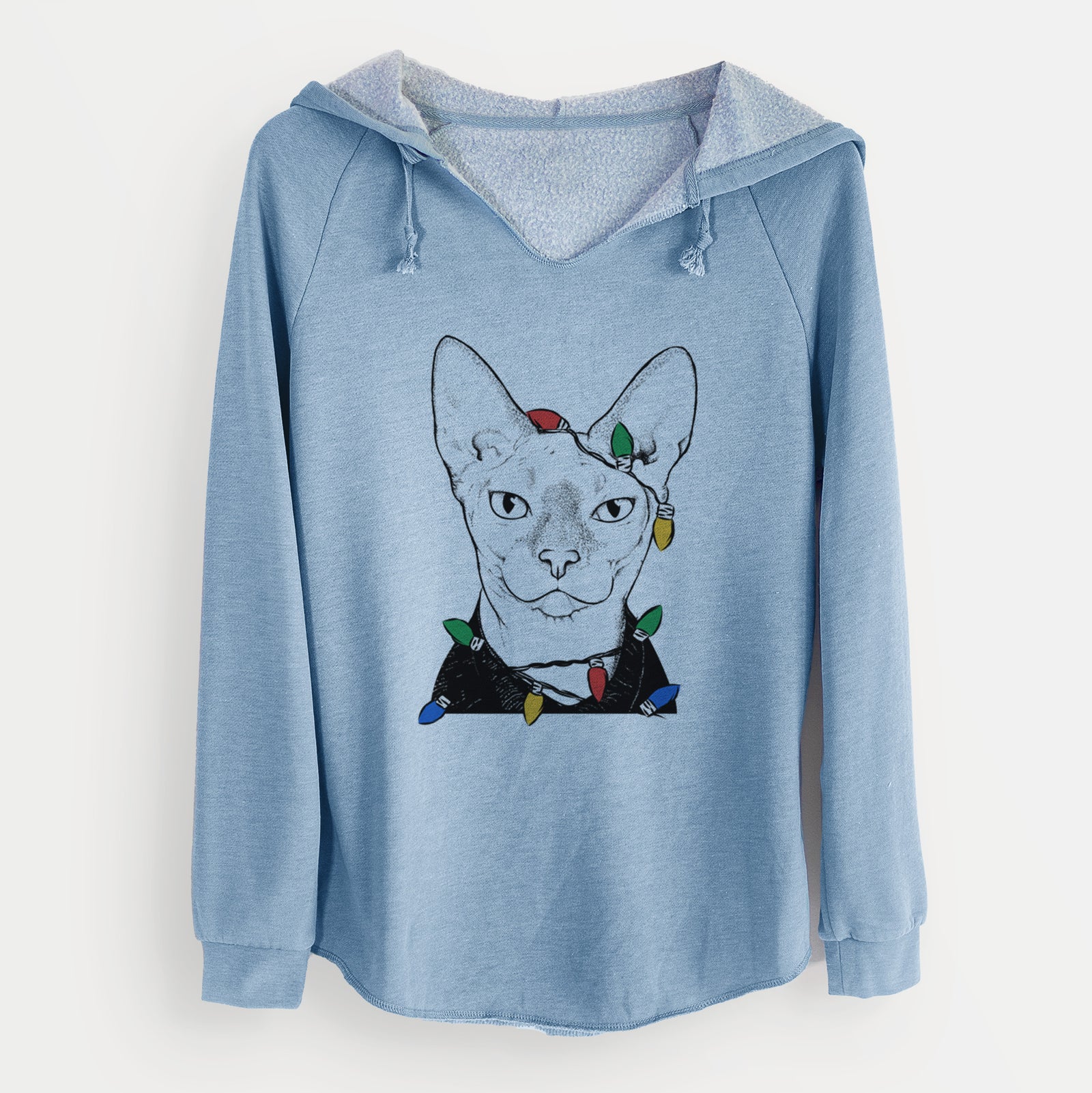Christmas Lights Oliver Watson the Sphynx Cat - Cali Wave Hooded Sweatshirt