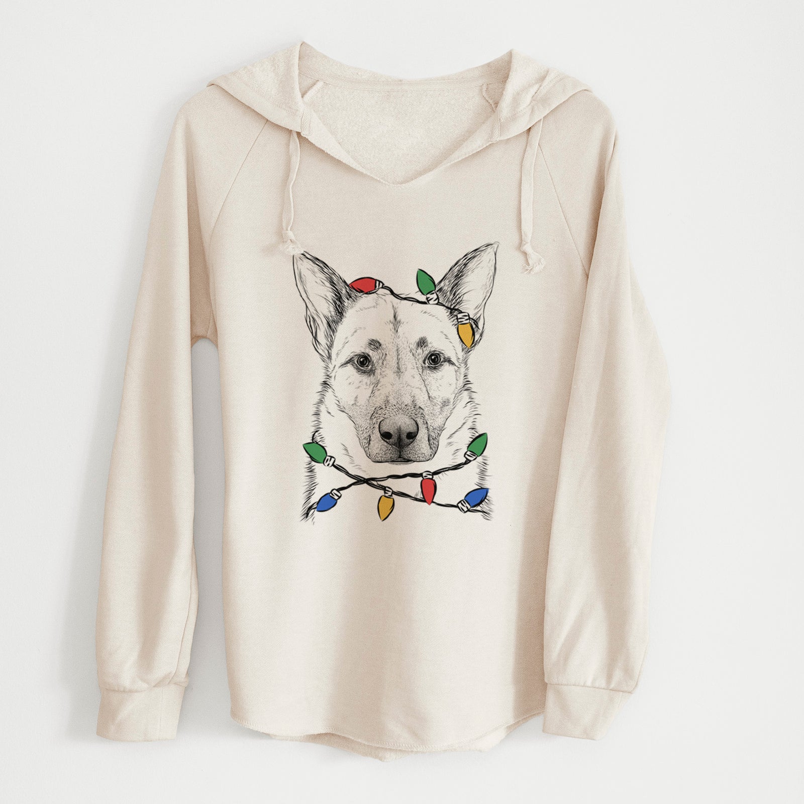 Christmas Lights Oliverno the German Shepherd - Cali Wave Hooded Sweatshirt