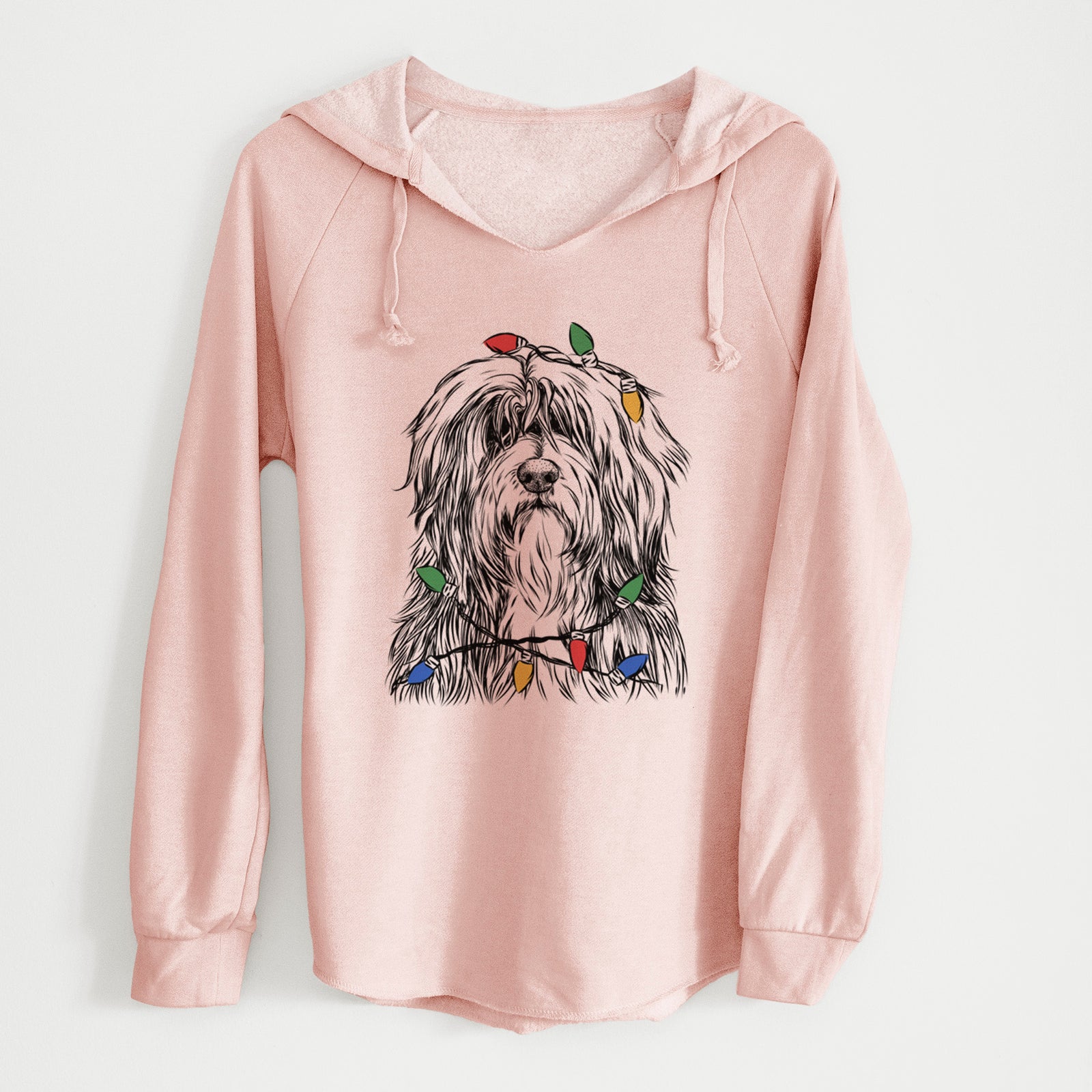 Christmas Lights Otto the Polish Lowland Sheepdog - Cali Wave Hooded Sweatshirt