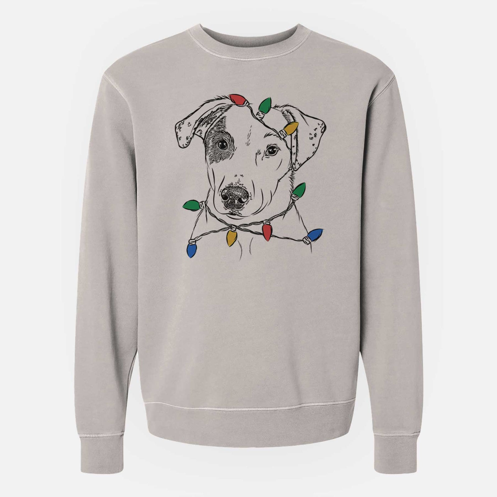 Christmas Lights P Pie the Mixed Breed - Unisex Pigment Dyed Crew Sweatshirt