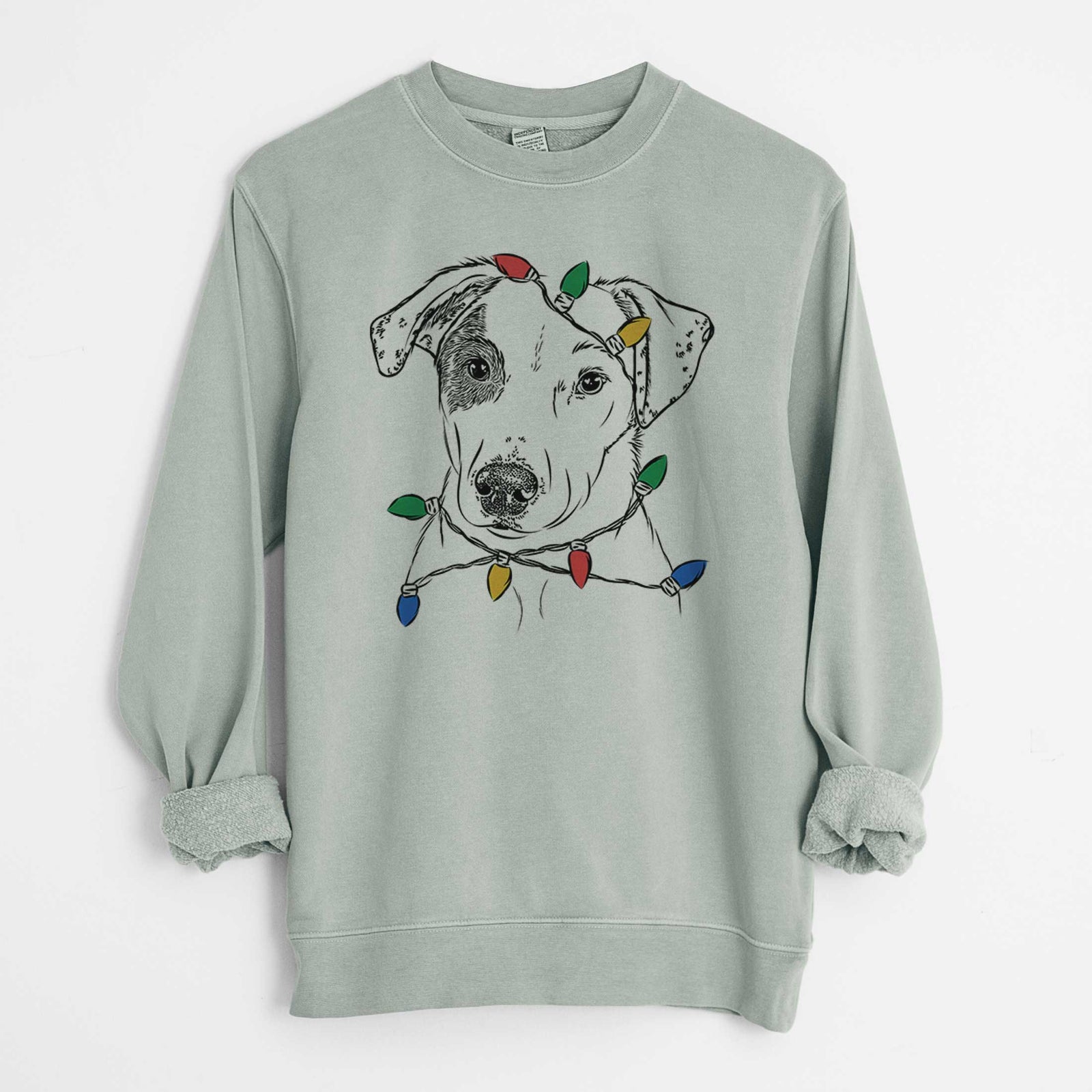 Christmas Lights P Pie the Mixed Breed - Unisex Pigment Dyed Crew Sweatshirt