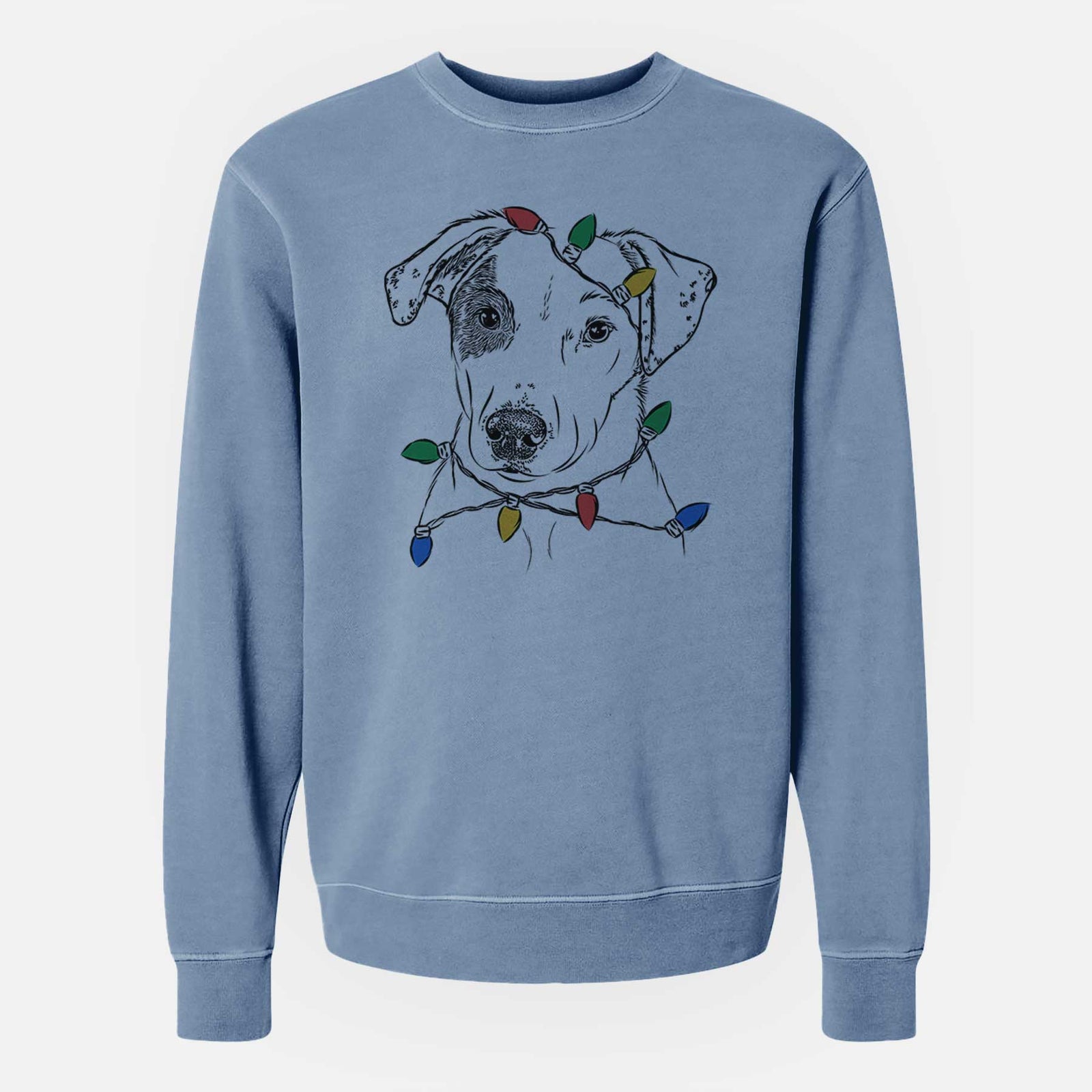 Christmas Lights P Pie the Mixed Breed - Unisex Pigment Dyed Crew Sweatshirt