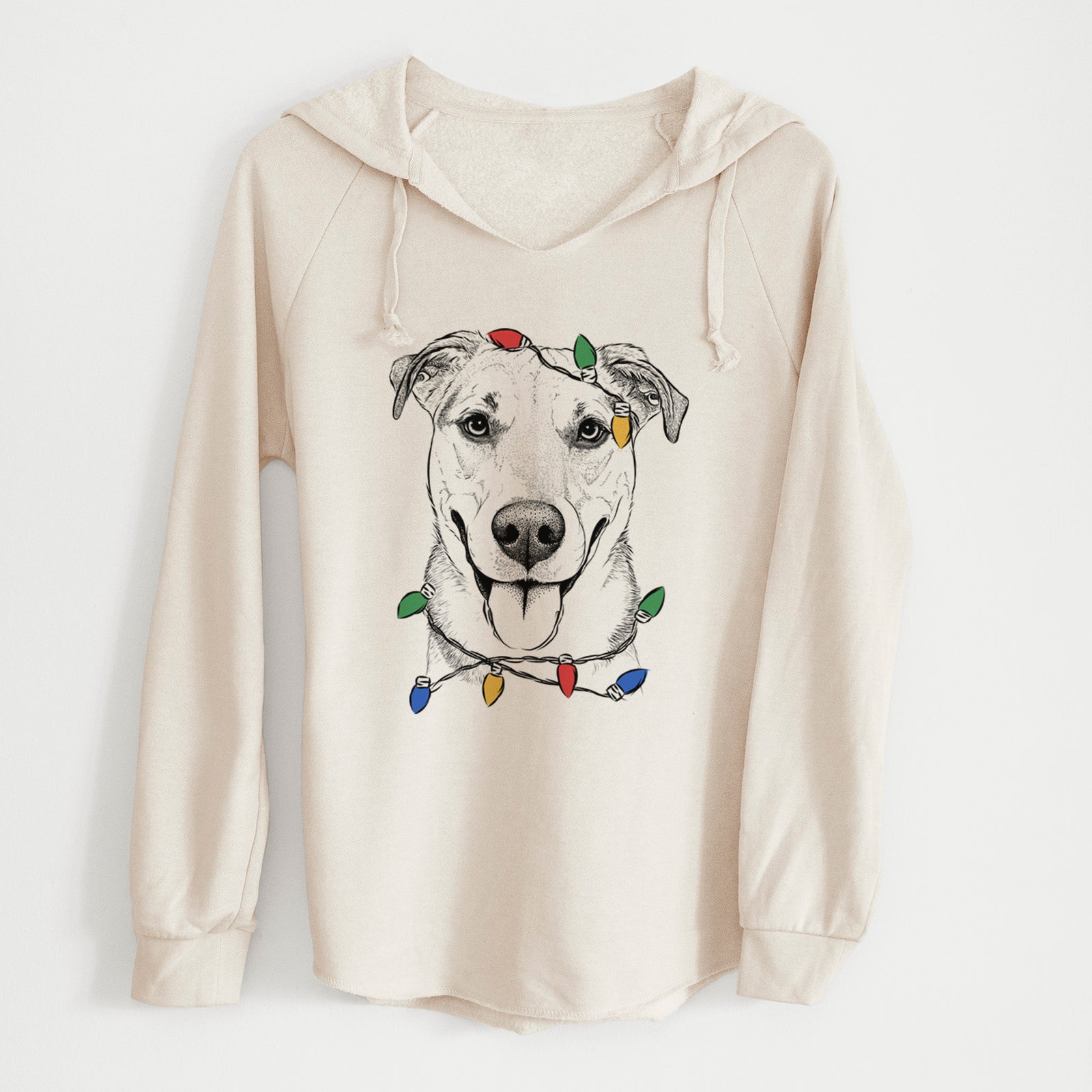 Christmas Lights Padre the Pitbull Mix - Cali Wave Hooded Sweatshirt