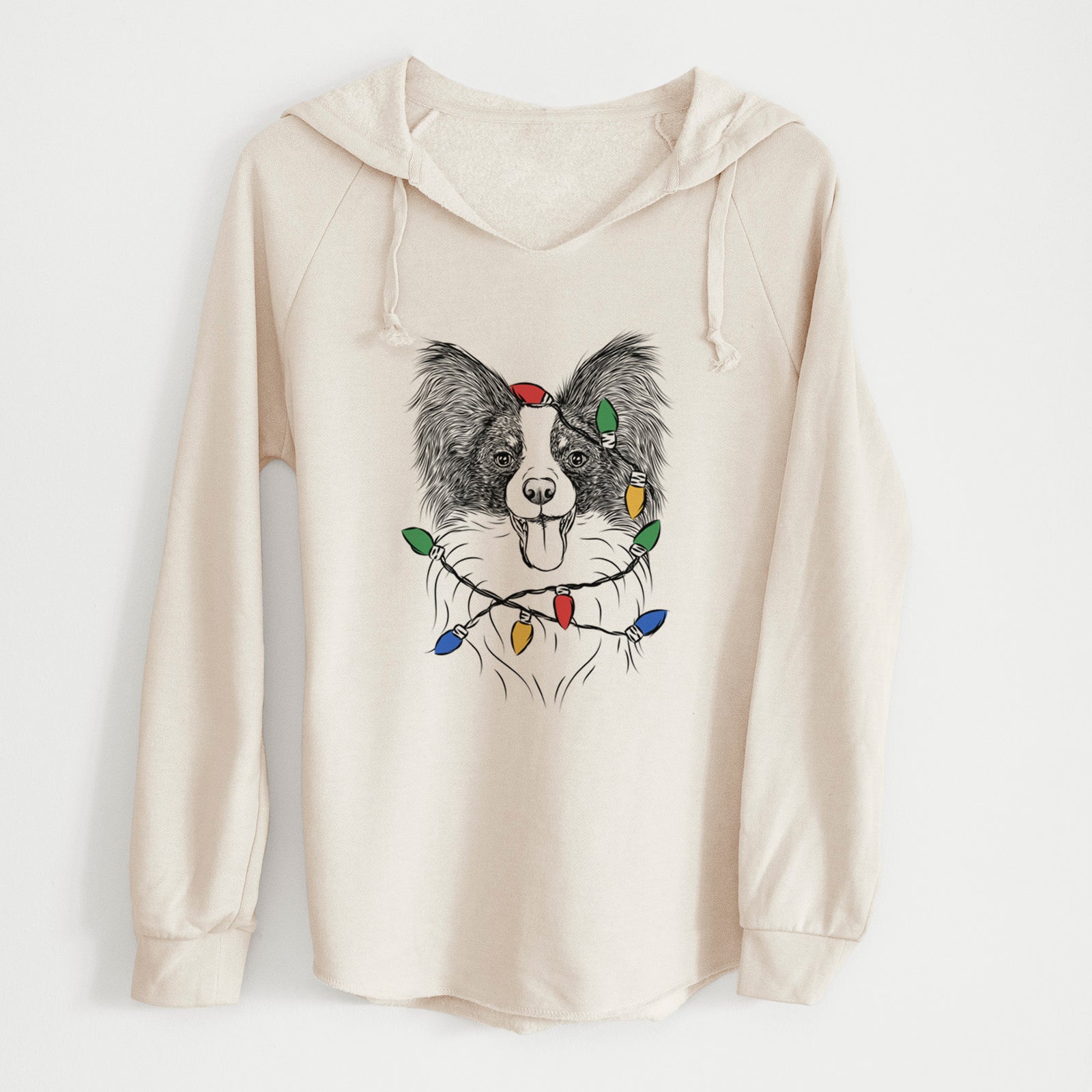 Christmas Lights Patrick the Papillon - Cali Wave Hooded Sweatshirt
