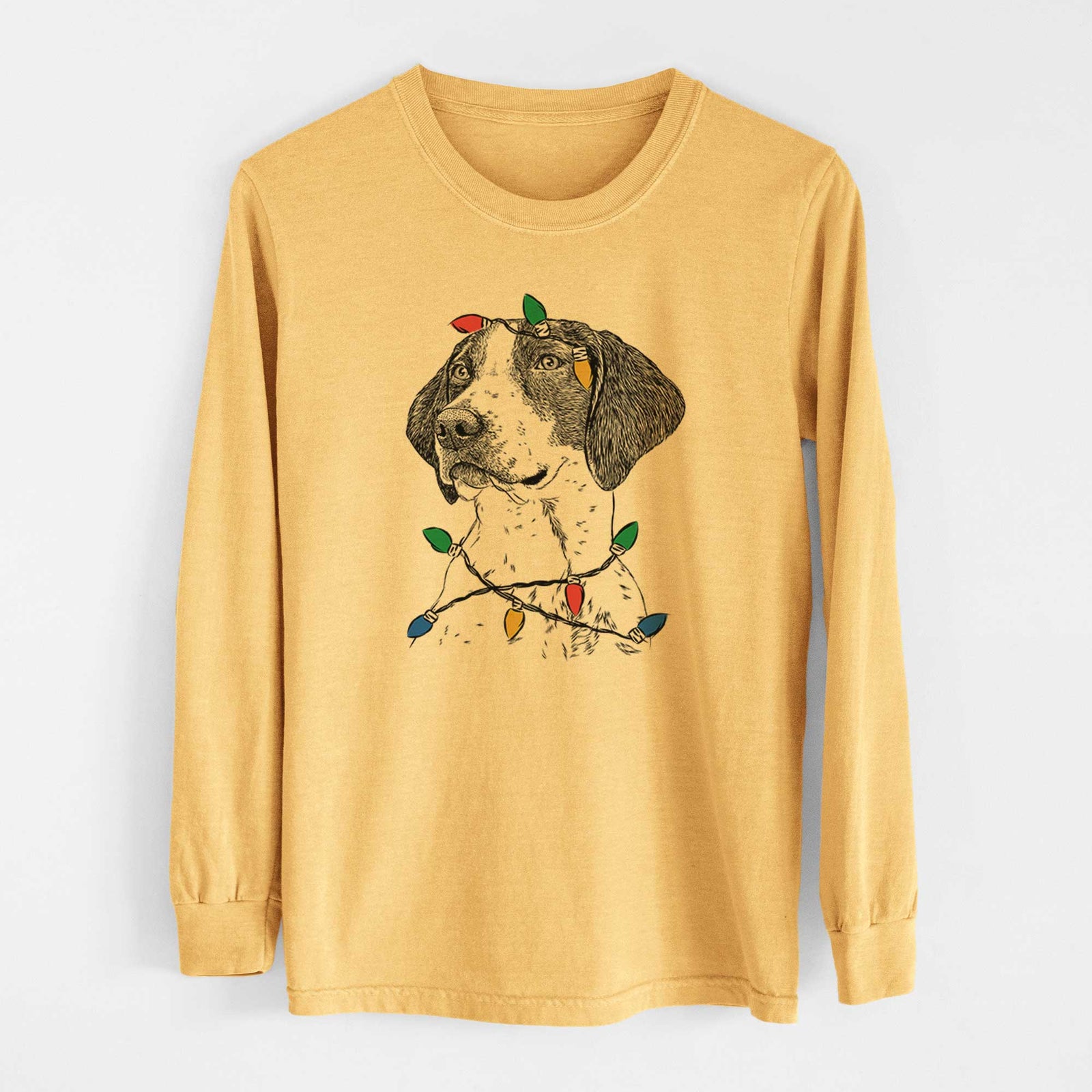 Christmas Lights Payton the Mixed Breed - Heavyweight 100% Cotton Long Sleeve