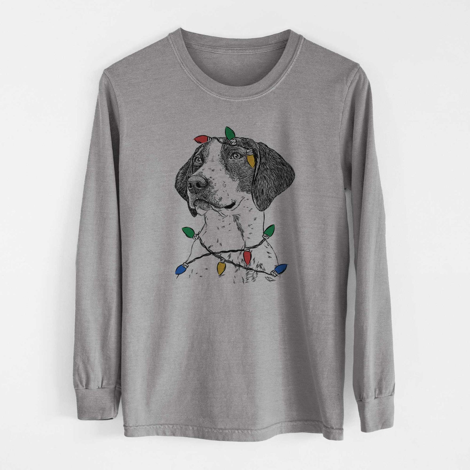 Christmas Lights Payton the Mixed Breed - Heavyweight 100% Cotton Long Sleeve