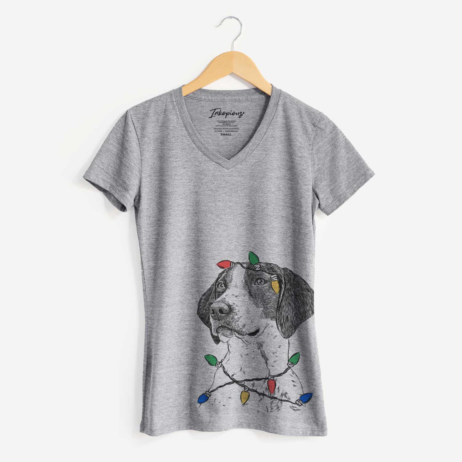Christmas Lights Payton the Mixed Breed - Women's V-neck Shirt