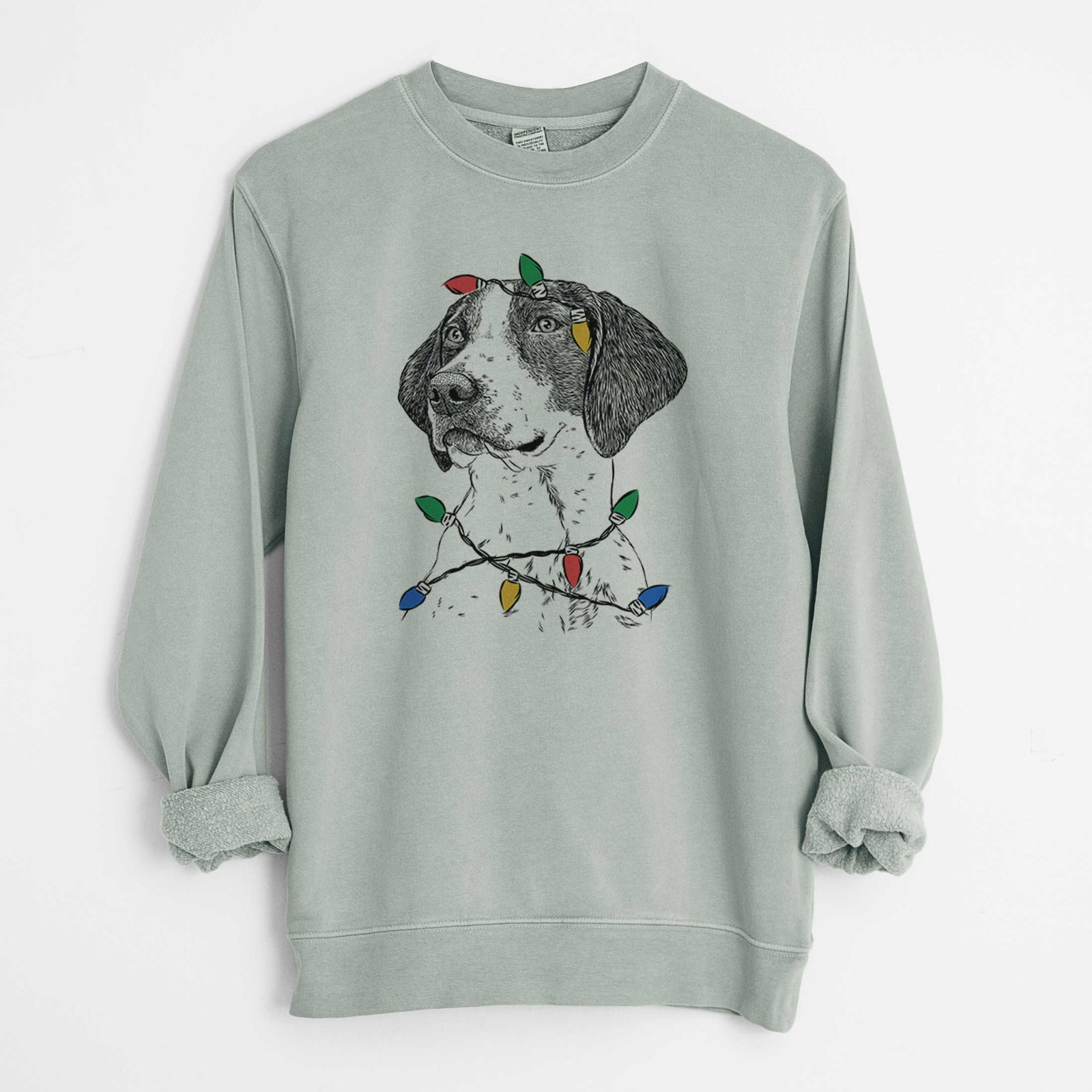 Christmas Lights Payton the Mixed Breed - Unisex Pigment Dyed Crew Sweatshirt