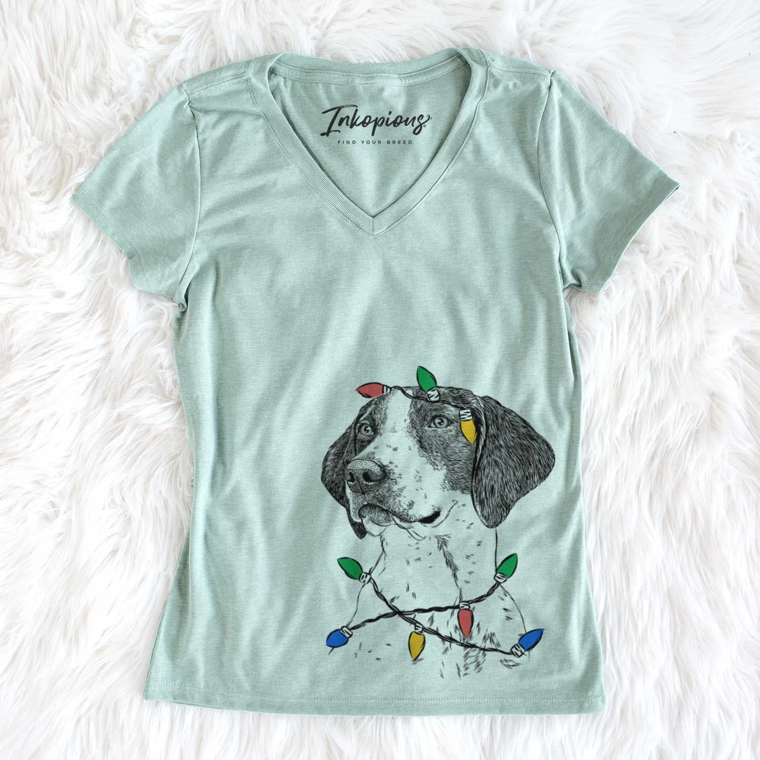 Christmas Lights Payton the Mixed Breed - Women's V-neck Shirt