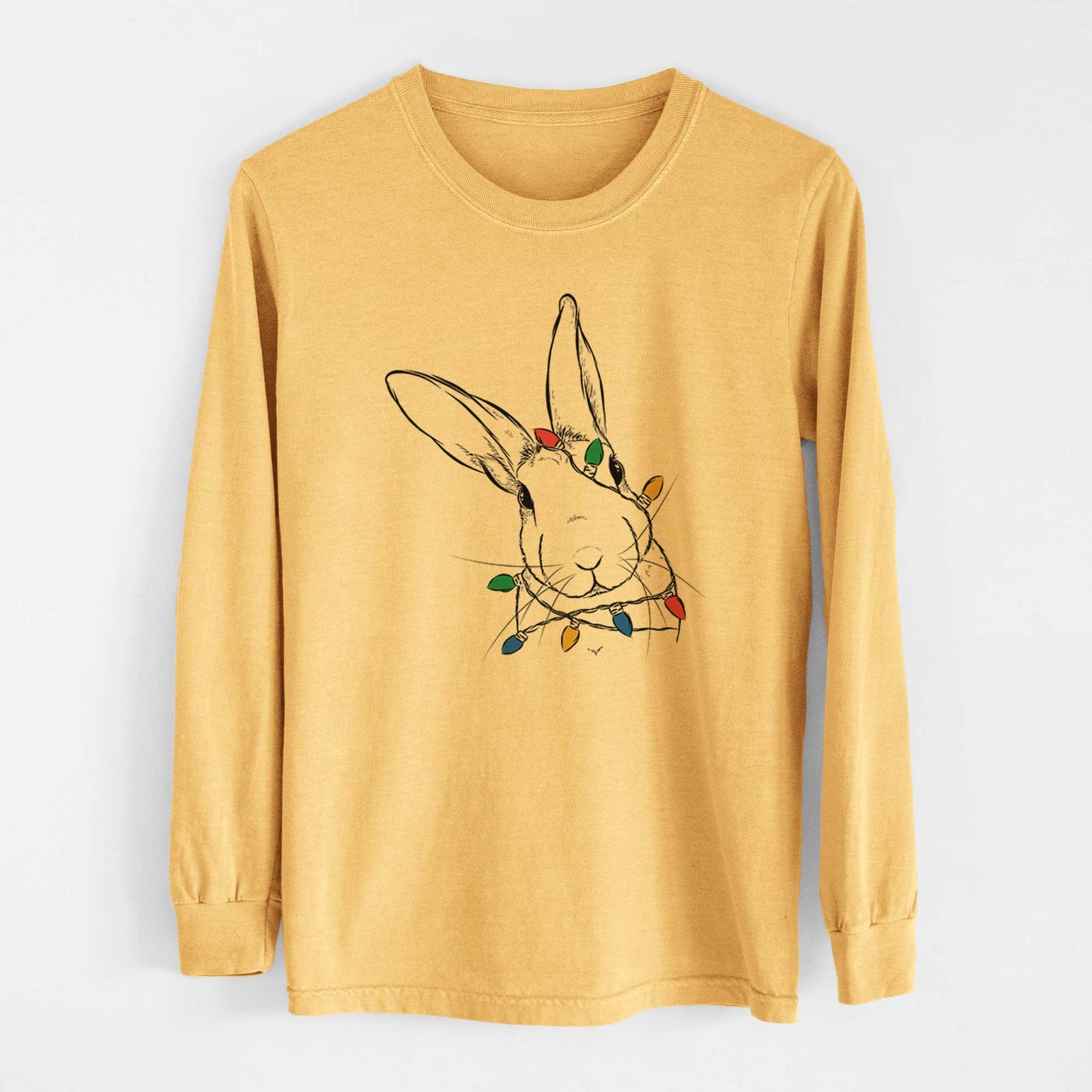 Christmas Lights Penny the Belgian Hare - Heavyweight 100% Cotton Long Sleeve