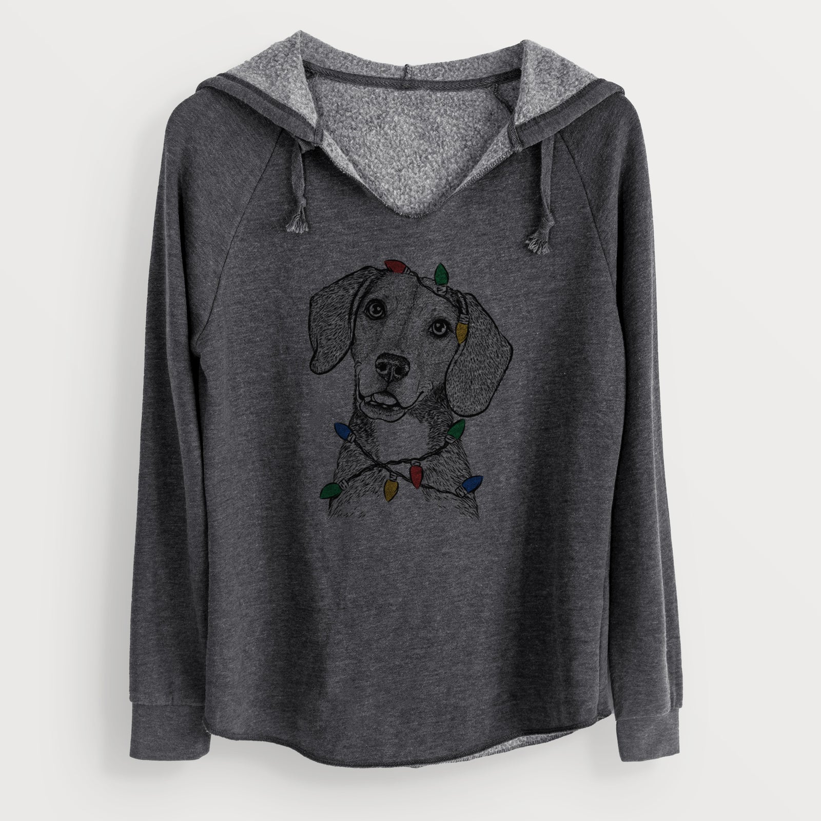 Christmas Lights Piggy the Beagle Mix - Cali Wave Hooded Sweatshirt