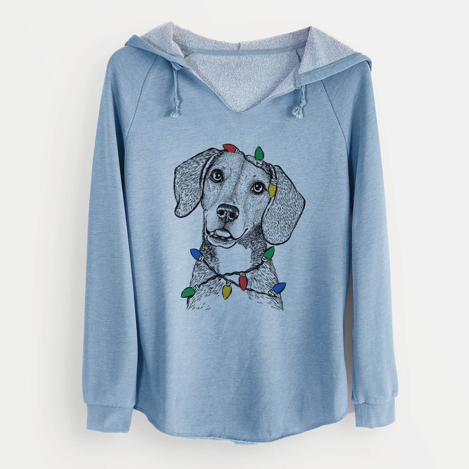 Christmas Lights Piggy the Beagle Mix - Cali Wave Hooded Sweatshirt