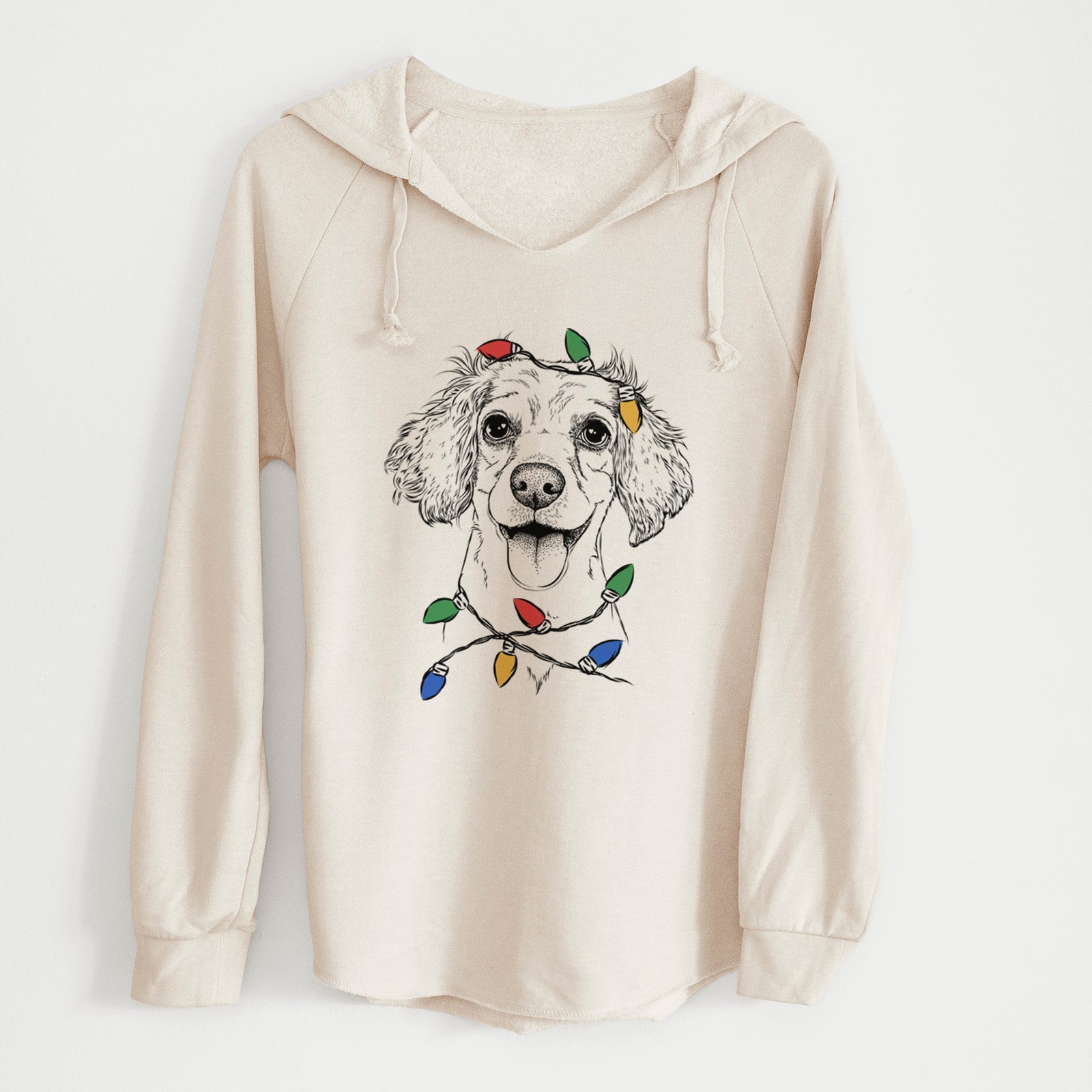 Christmas Lights Piglet the Dachshund Mix - Cali Wave Hooded Sweatshirt