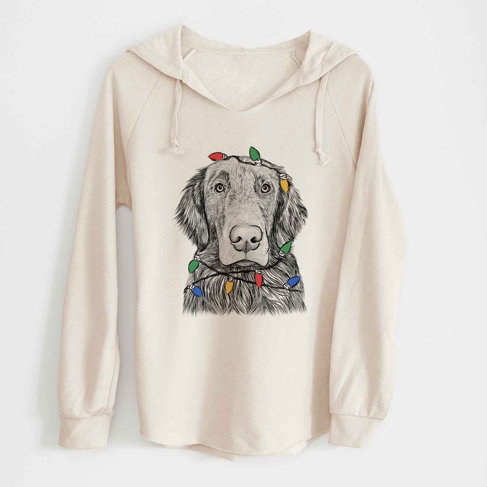 Christmas Lights Pippin the Flat Coated Retriever - Cali Wave Hooded Sweatshirt