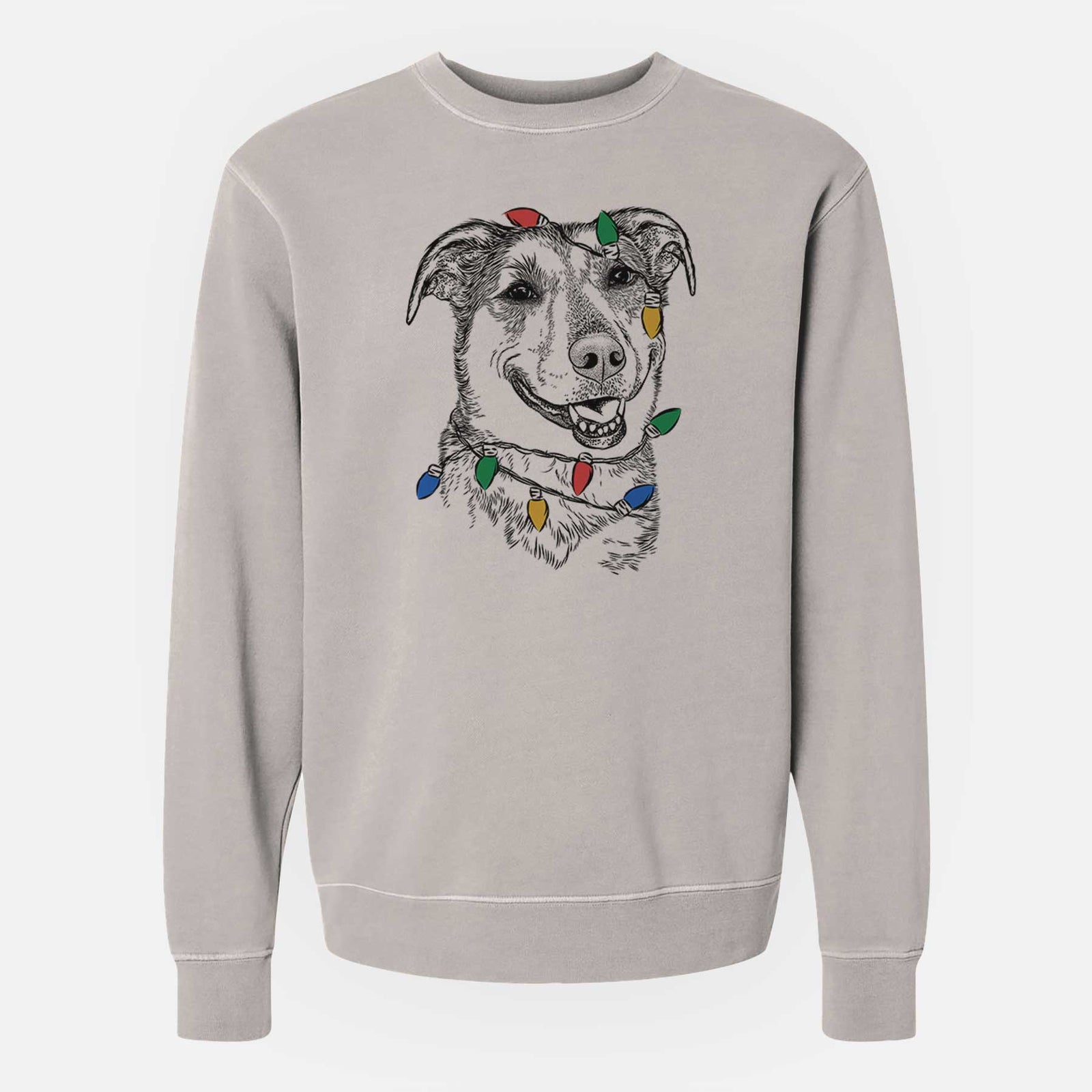 Christmas Lights Pippin the Shepherd Mix - Unisex Pigment Dyed Crew Sweatshirt