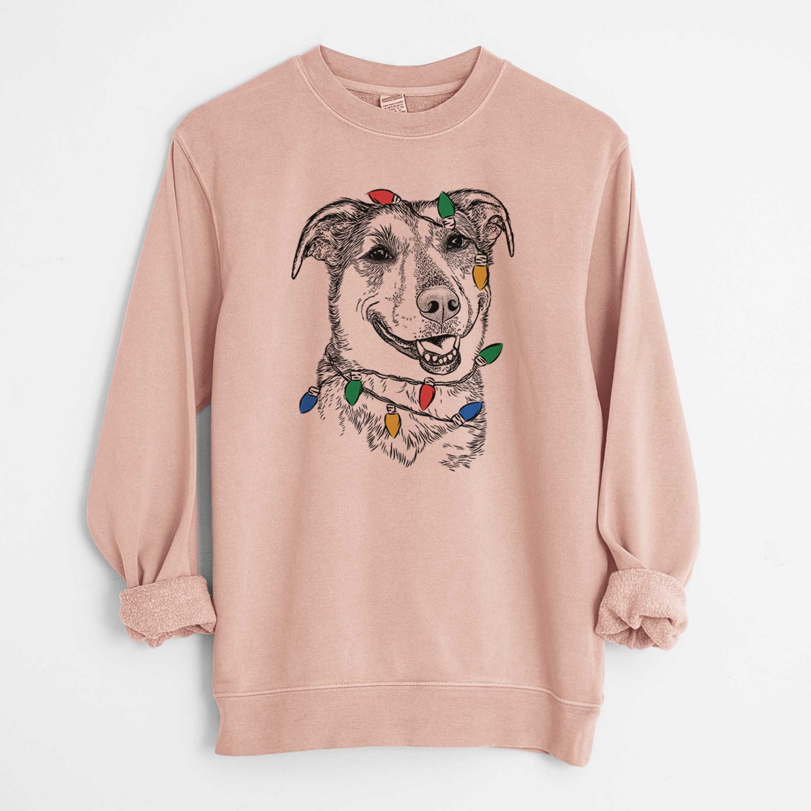 Christmas Lights Pippin the Shepherd Mix - Unisex Pigment Dyed Crew Sweatshirt