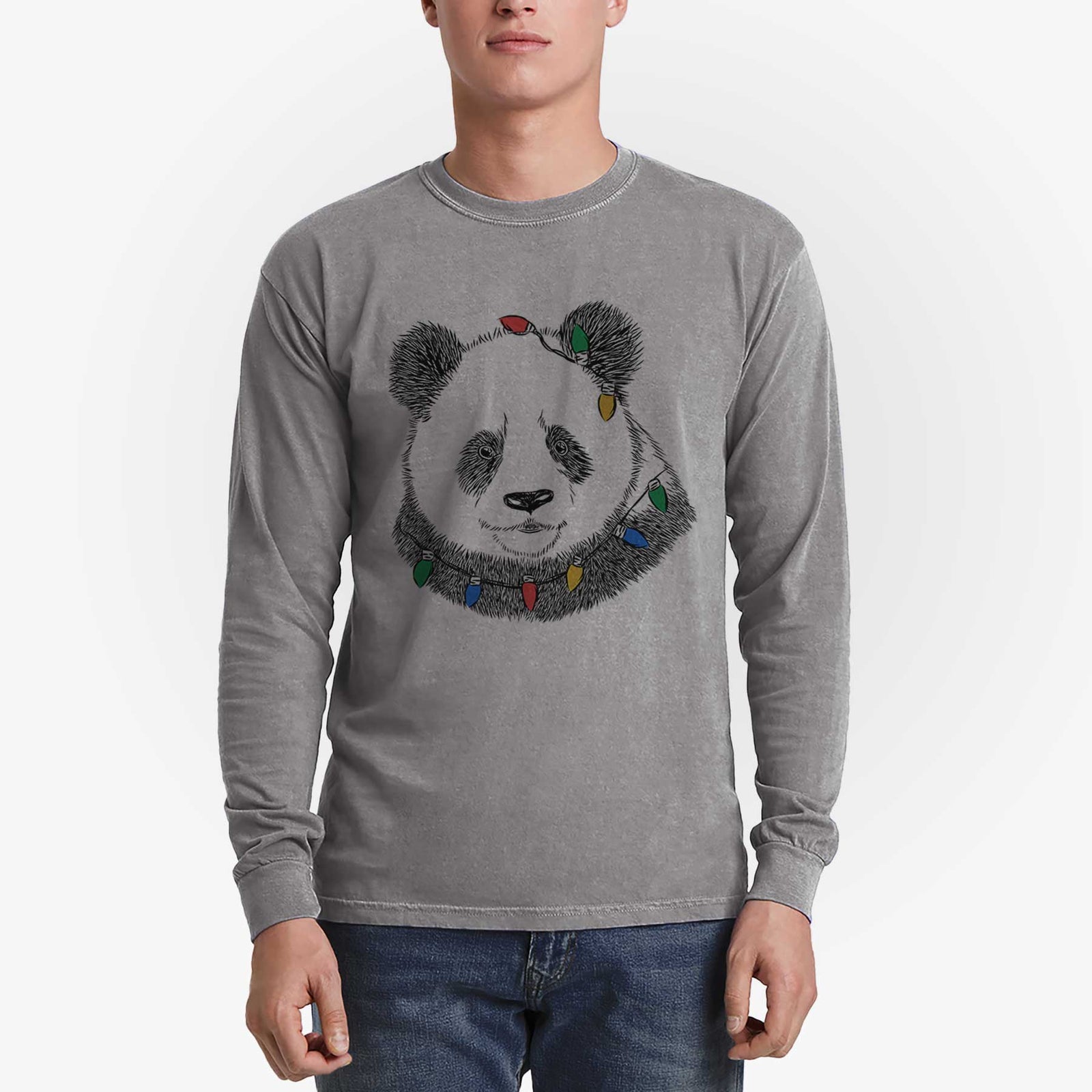 Christmas Lights Po the Panda - Heavyweight 100% Cotton Long Sleeve