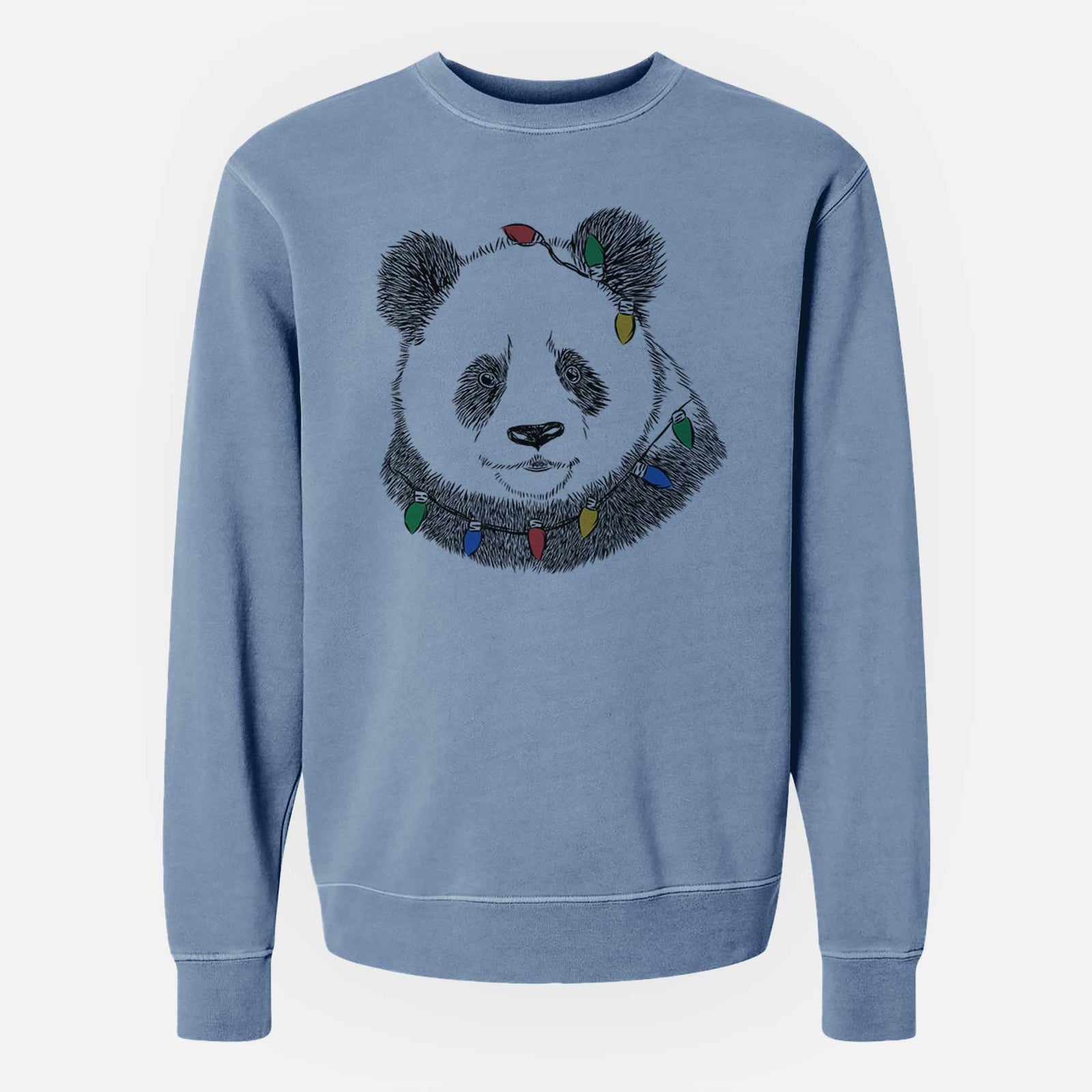 Christmas Lights Po the Panda - Unisex Pigment Dyed Crew Sweatshirt