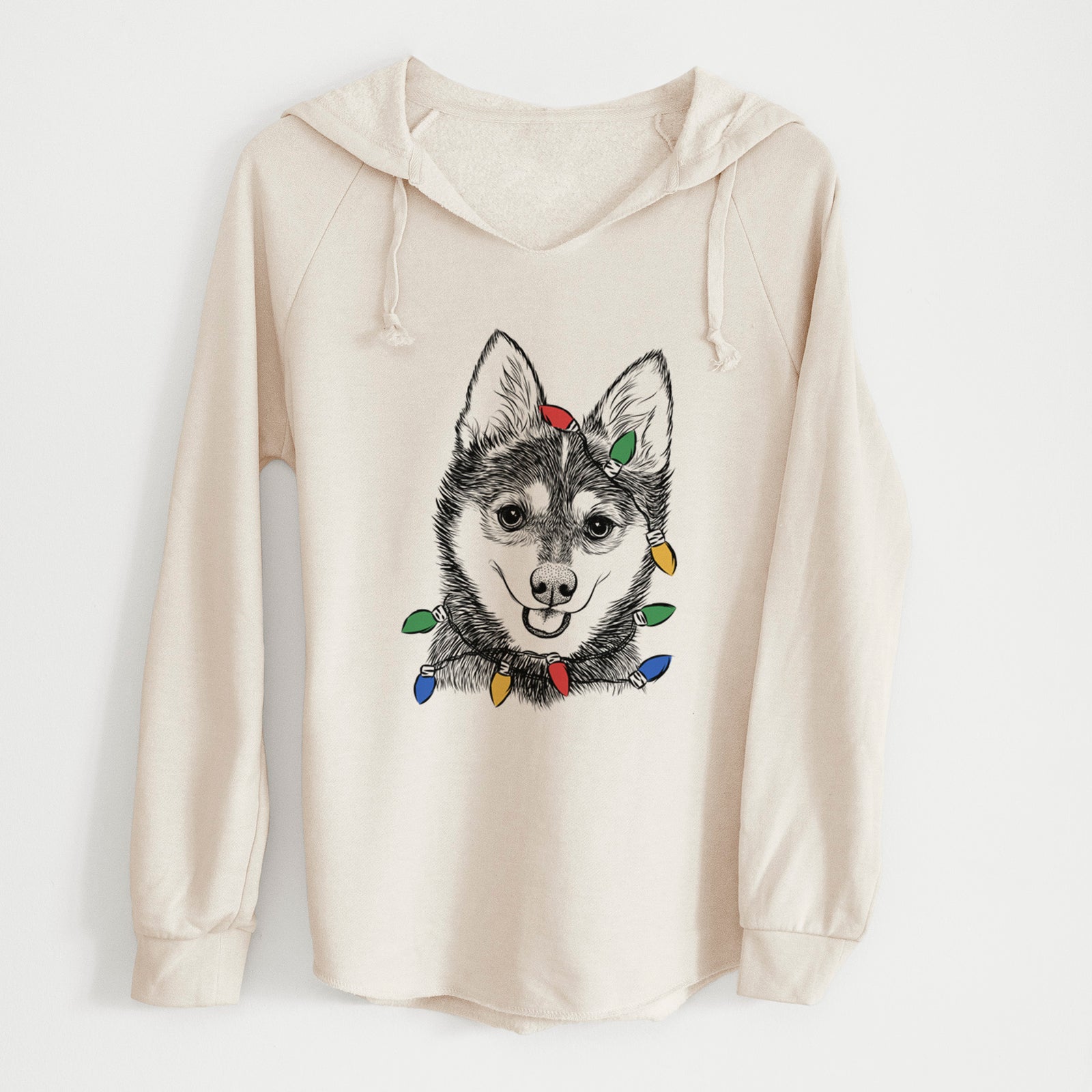 Christmas Lights Posey the Alaskan Klee Kai - Cali Wave Hooded Sweatshirt