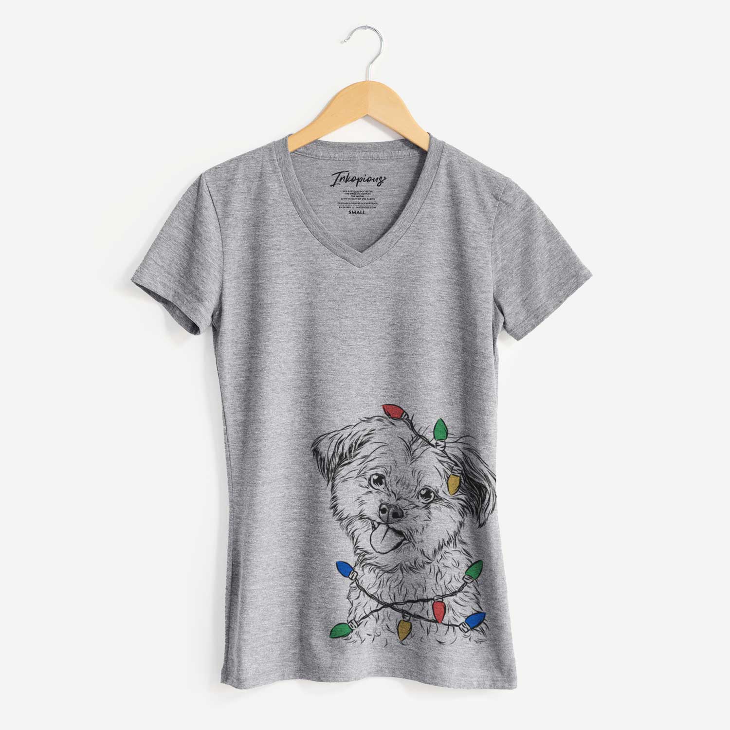 Christmas Lights Puff the Malshi - Women's V-neck Shirt