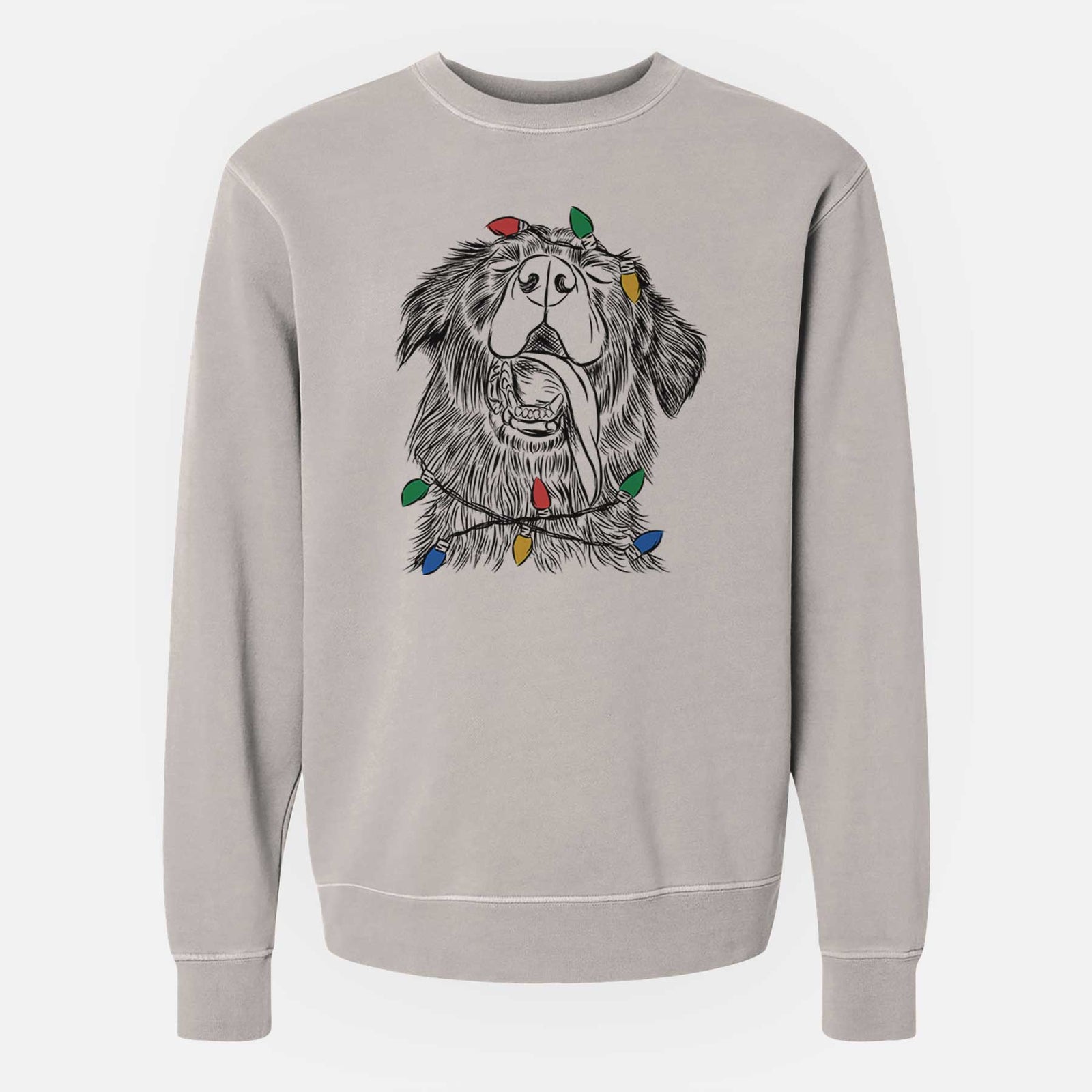 Christmas Lights Quint the Mixed Breed - Unisex Pigment Dyed Crew Sweatshirt