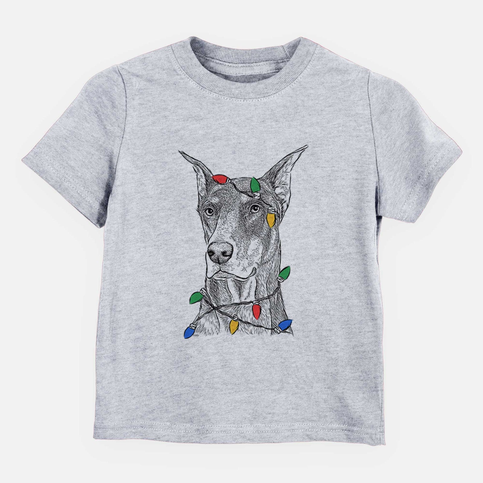 Christmas Lights RJ the Doberman Pinscher - Kids/Youth/Toddler Shirt