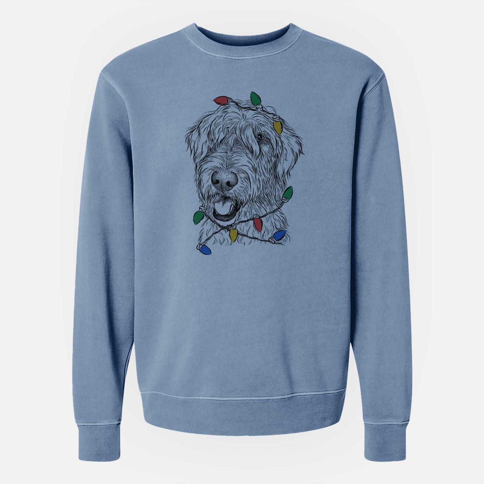 Christmas Lights Ragnar the Irish Wolfhound - Unisex Pigment Dyed Crew Sweatshirt