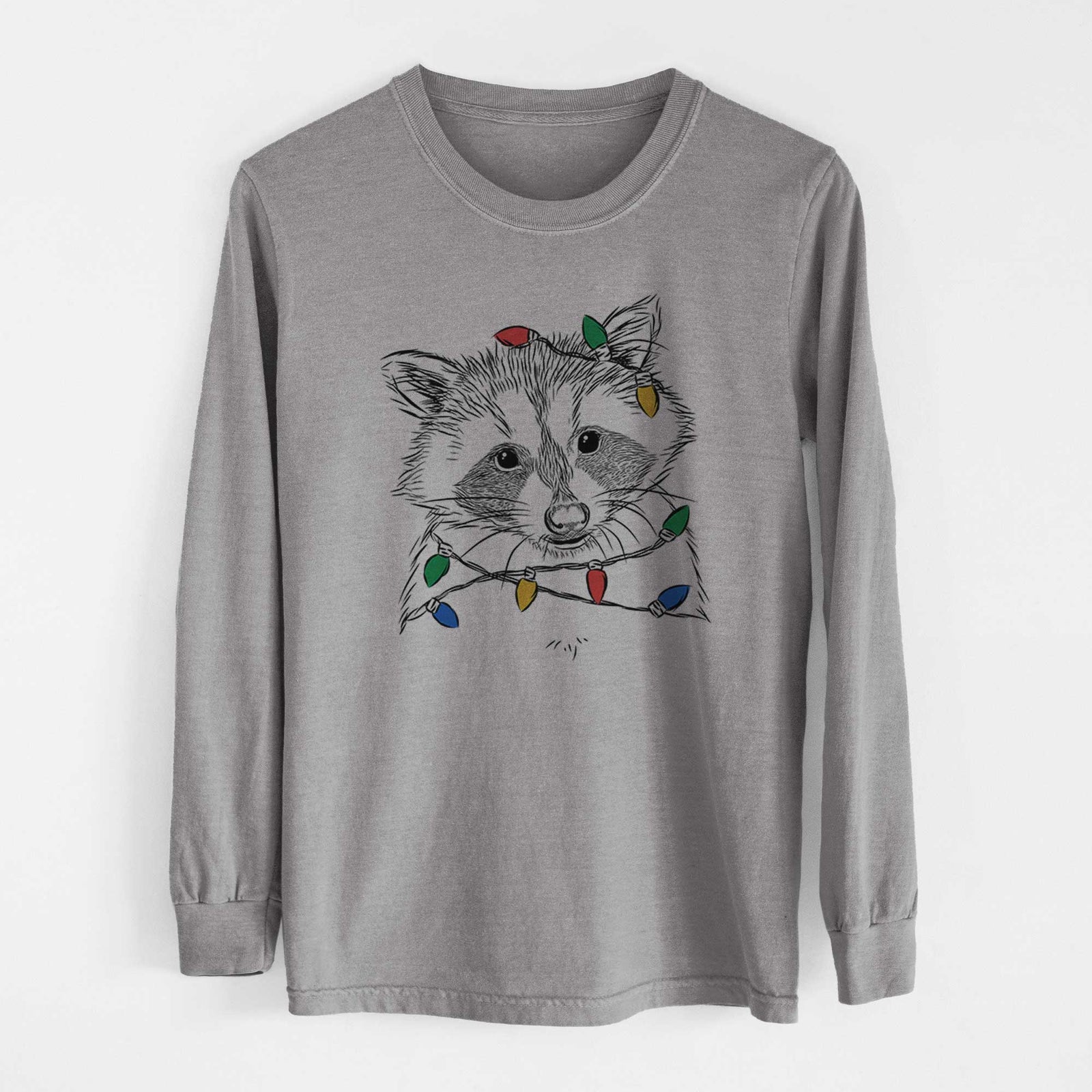 Christmas Lights Randy the Raccoon - Heavyweight 100% Cotton Long Sleeve