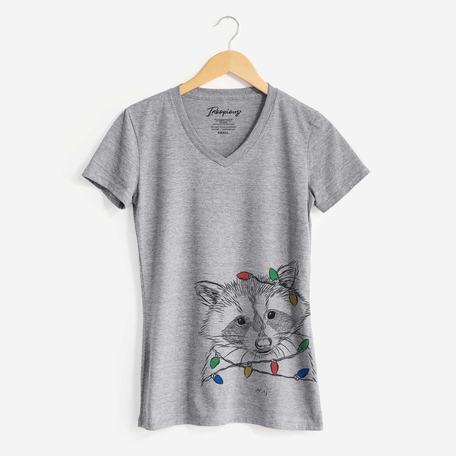 Christmas Lights Randy the Raccoon - Women's V-neck Shirt