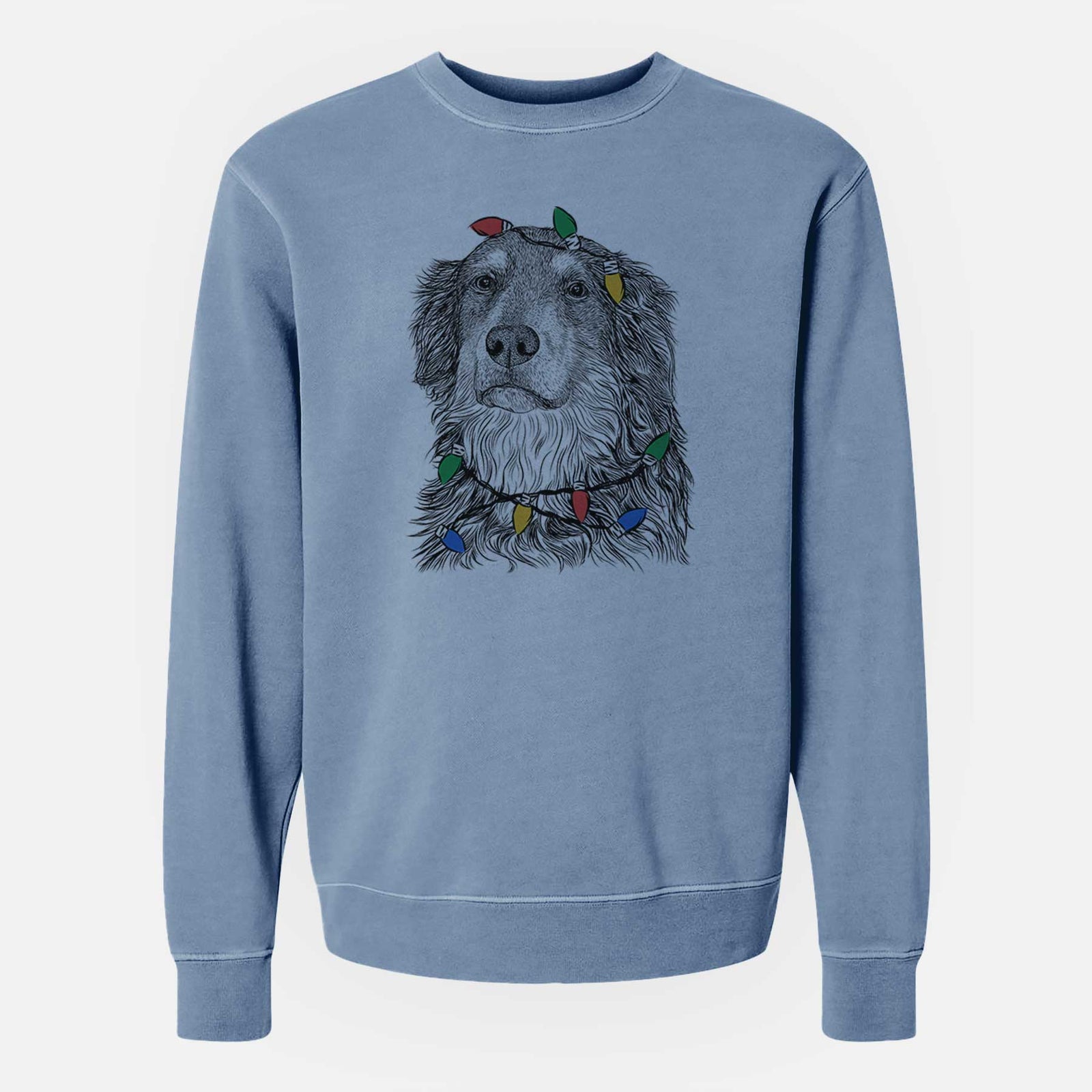 Christmas Lights Ranger the Mixed Breed - Unisex Pigment Dyed Crew Sweatshirt