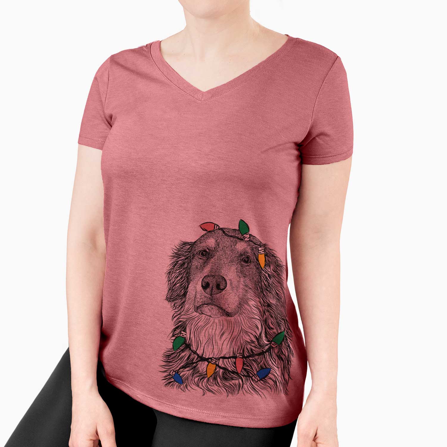 Christmas Lights Ranger the Mixed Breed - Women's V-neck Shirt