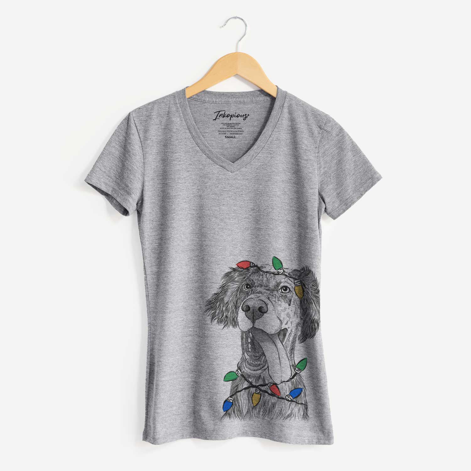 Christmas Lights Renly the English Setter - Women's V-neck Shirt