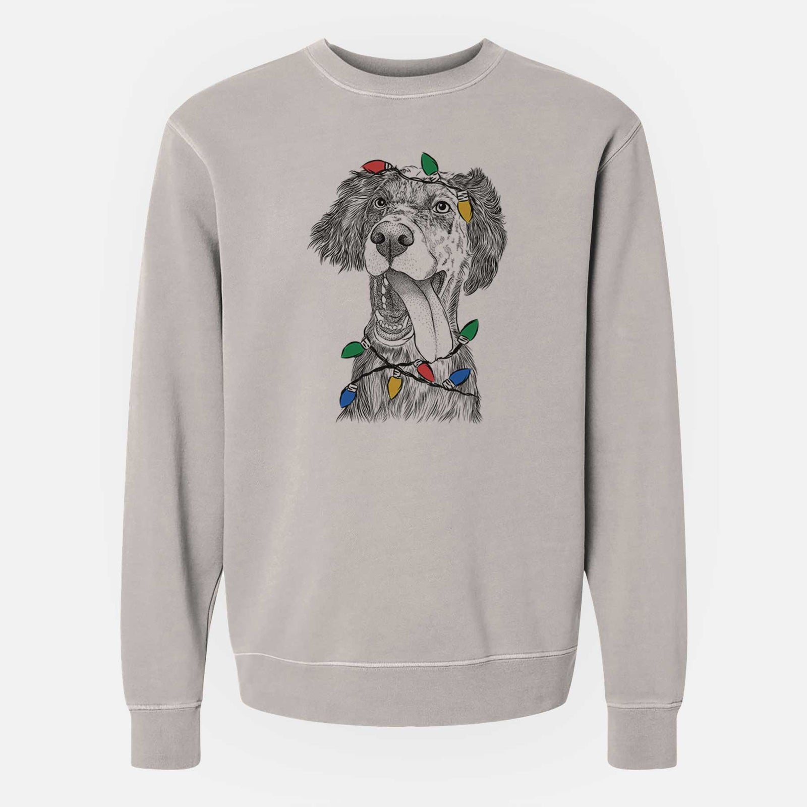Christmas Lights Renly the English Setter - Unisex Pigment Dyed Crew Sweatshirt