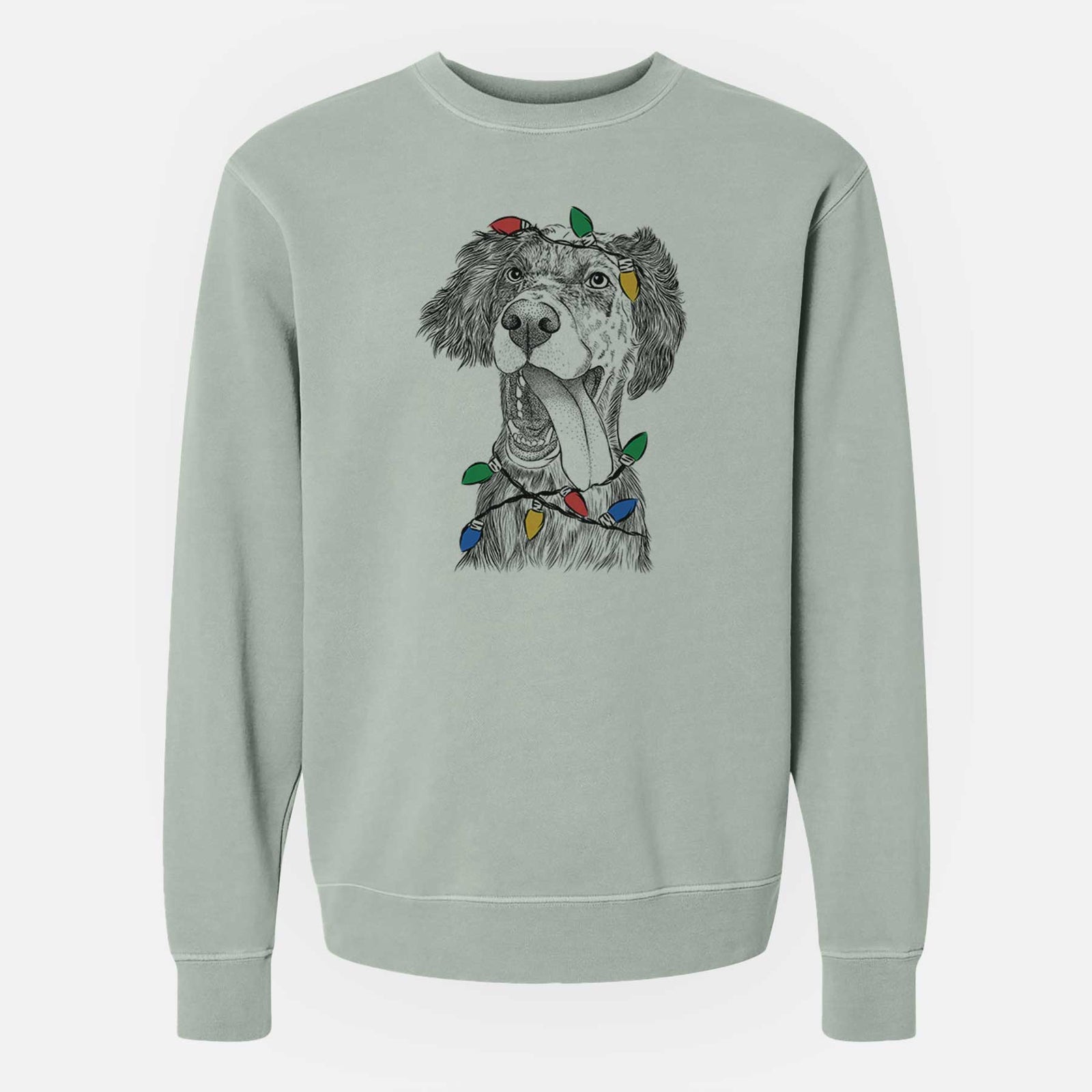 Christmas Lights Renly the English Setter - Unisex Pigment Dyed Crew Sweatshirt